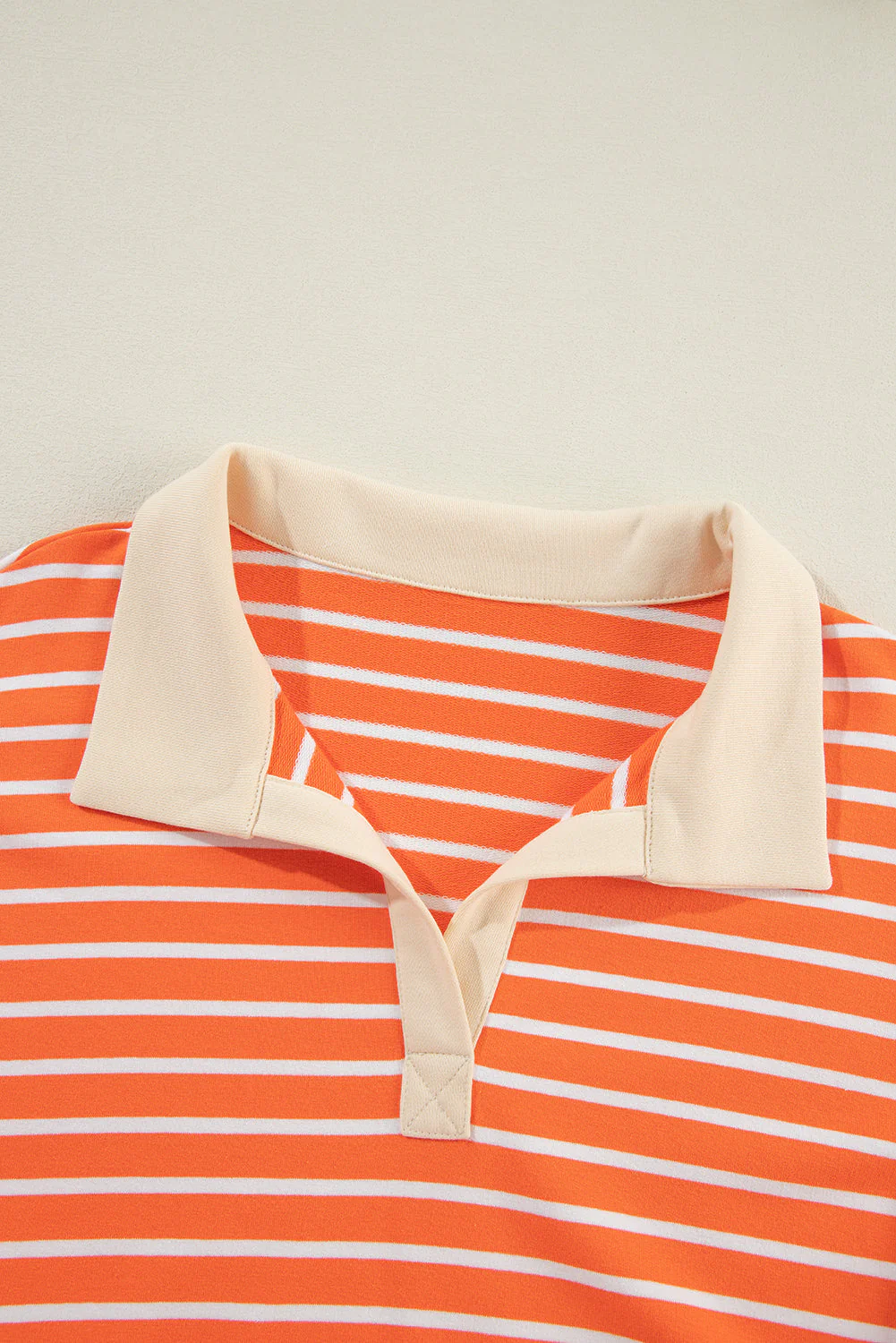 Striped Johnny Collar Long Sleeve Sweatshirt - Image 7