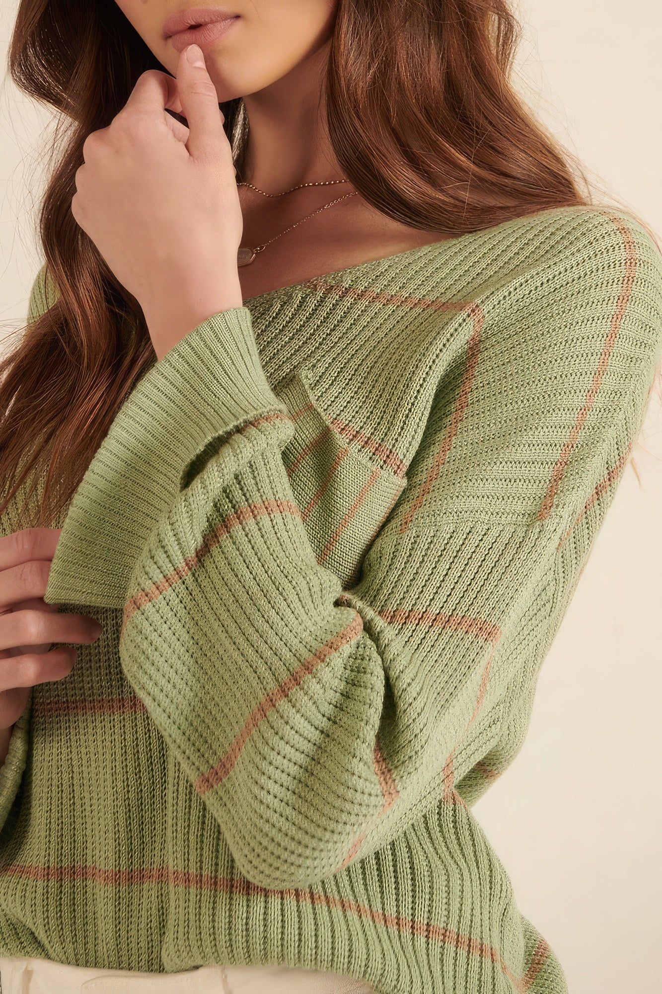Striped Rib-knit Oversized Pocket Sweater - Image 3