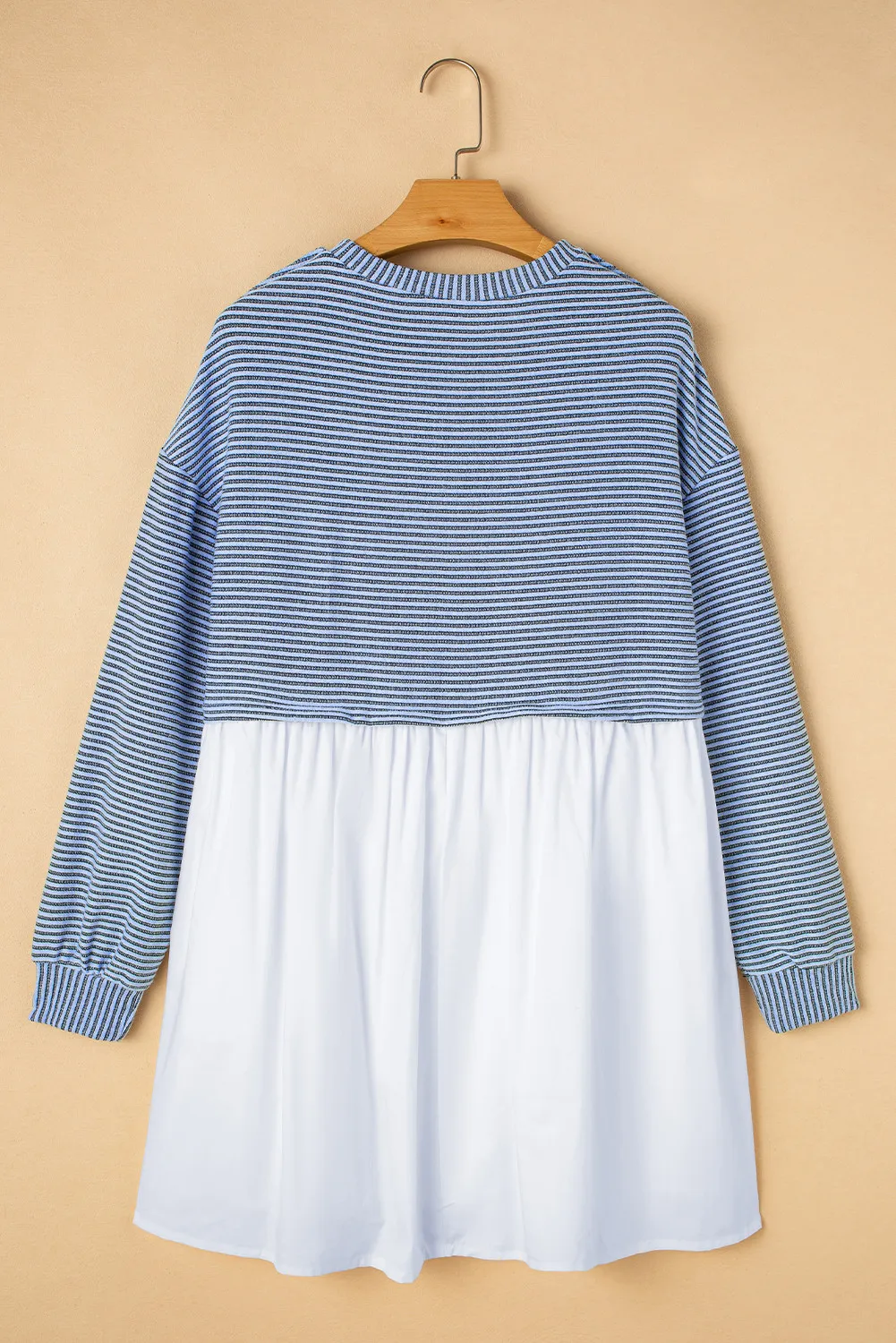 Striped Round Neck Long Sleeve Mini Dress - Image 3