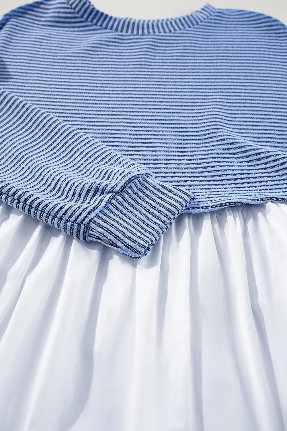 Striped Round Neck Long Sleeve Mini Dress - Image 4