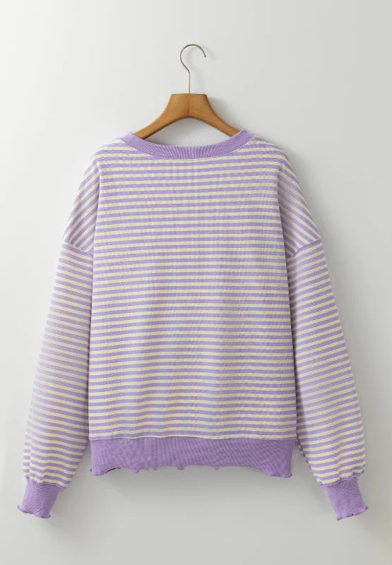 Striped Round Neck Long Sleeve Sweatshirt - Image 10