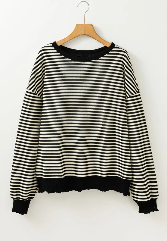 Striped Round Neck Long Sleeve Sweatshirt - Image 23