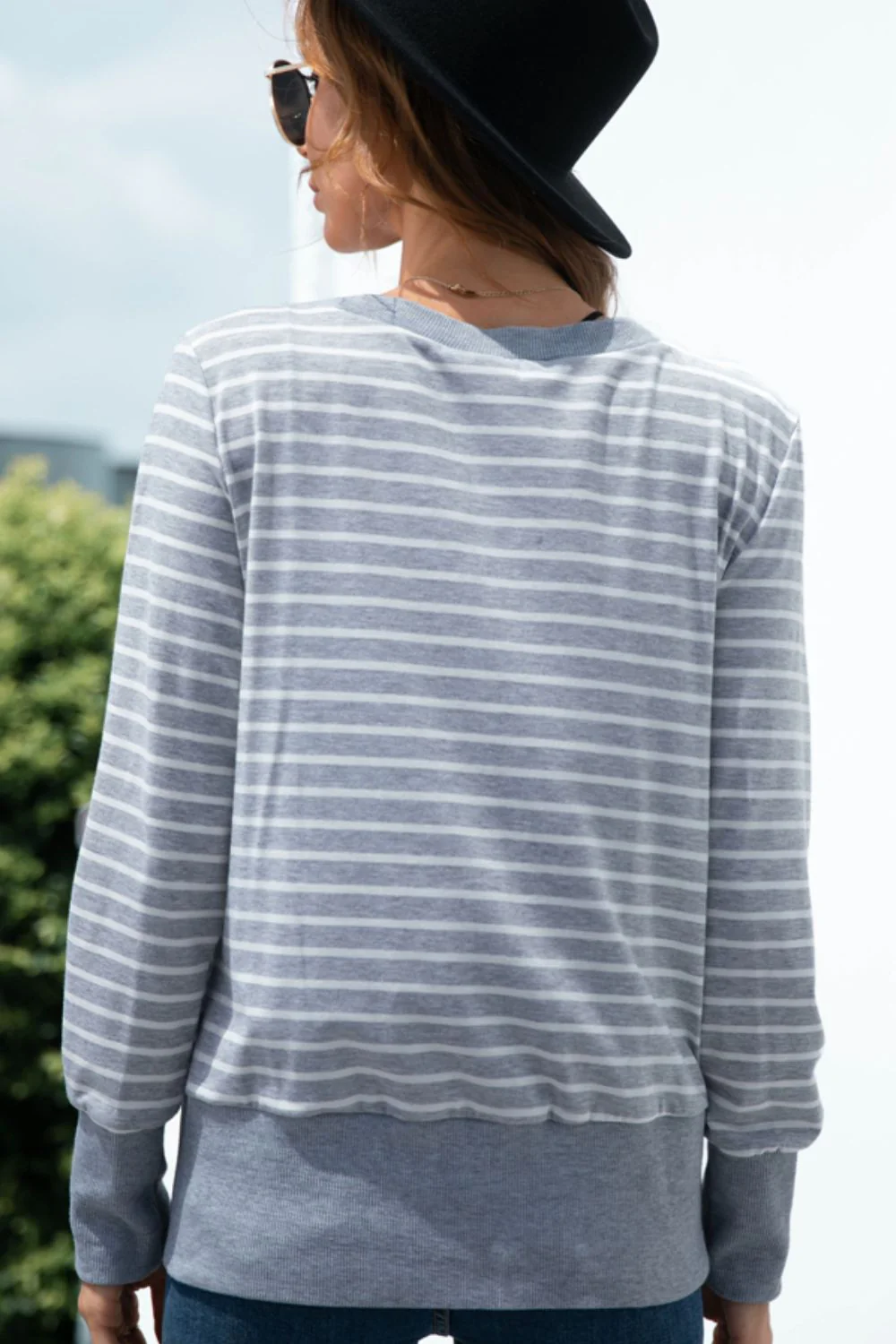 Striped Snap Down Long Sleeve Cardigan - Image 2