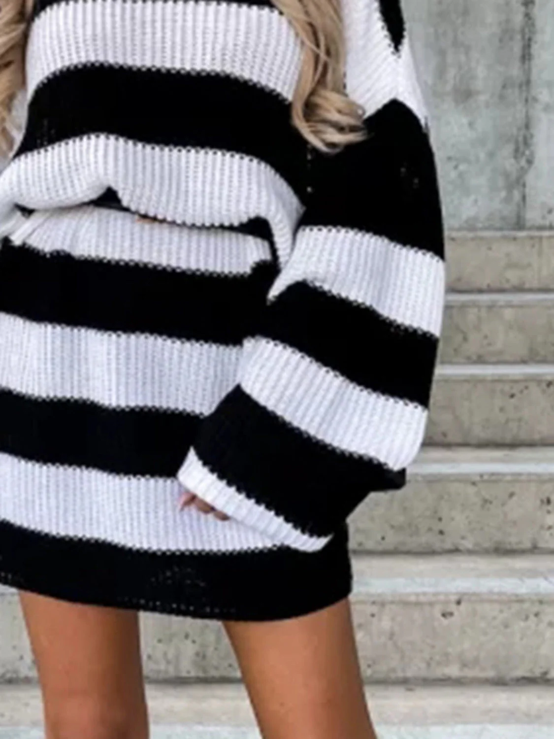 Striped Turtleneck Sweater Dress - Image 3