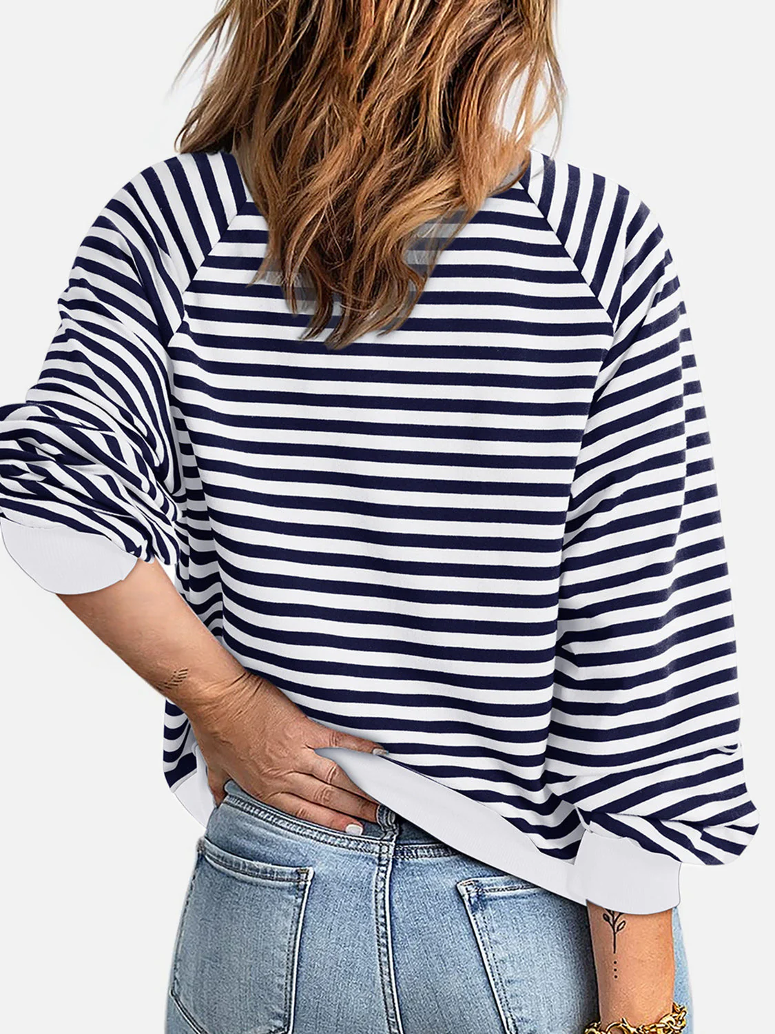 Striped Zip Up Long Sleeve Sweatshirt - Image 2