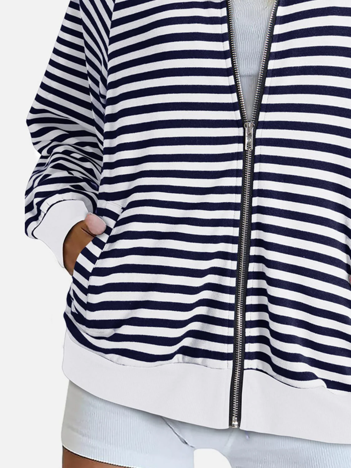 Striped Zip Up Long Sleeve Sweatshirt - Image 3