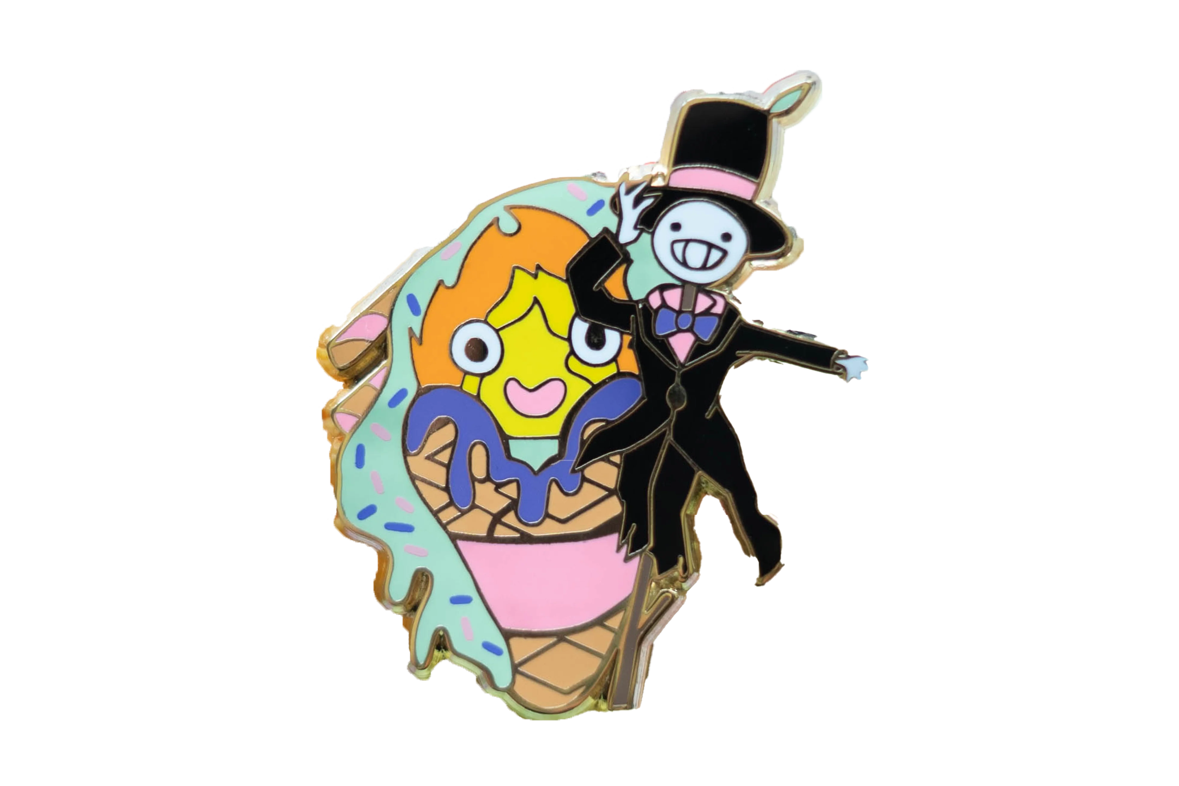 Studio Ghibli Calcifer and Turnip Head Ice Cream Enamel Pin - Image 3