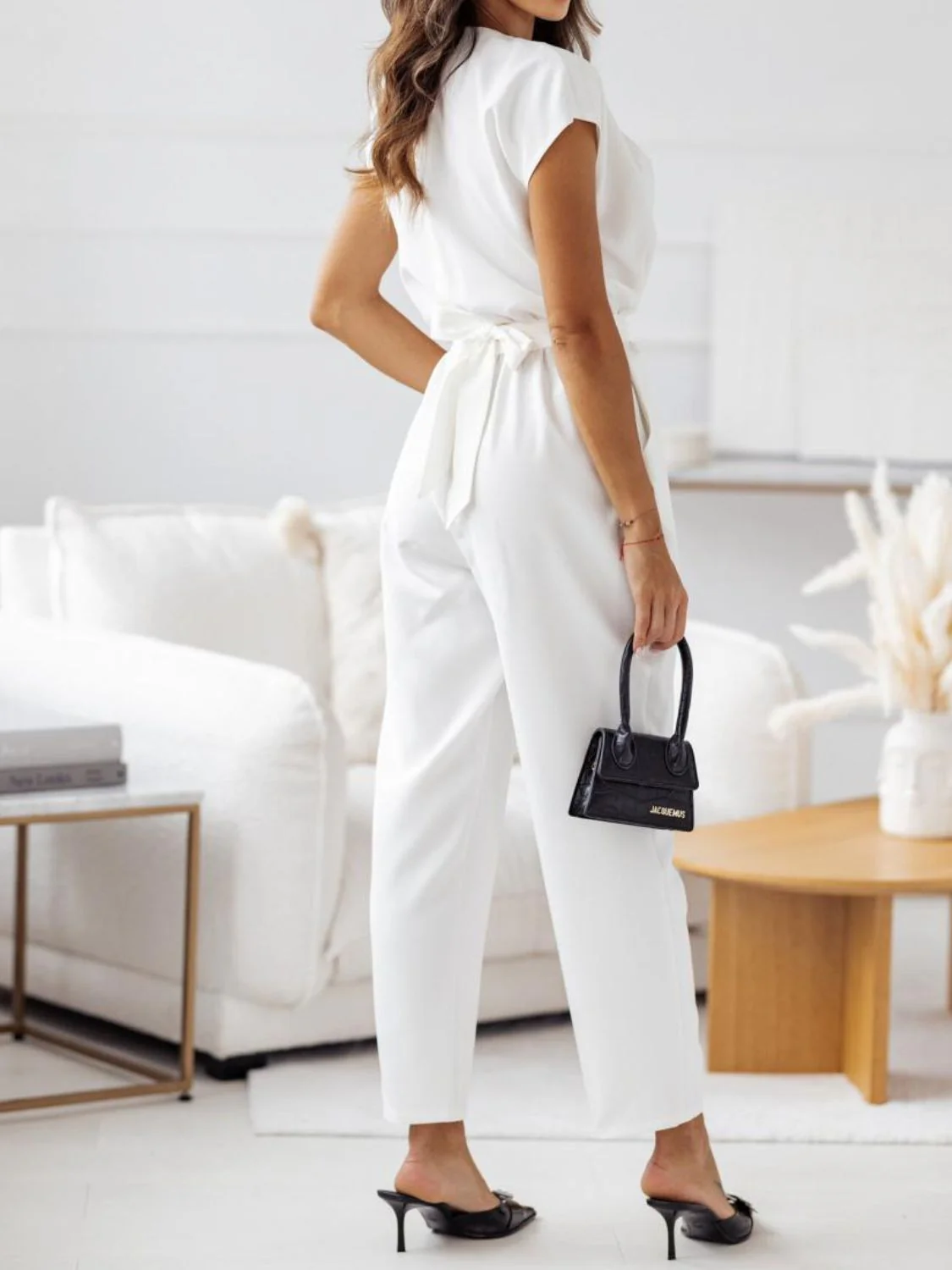 Surplice Cap Sleeve Tie Waist Jumpsuit - Image 11
