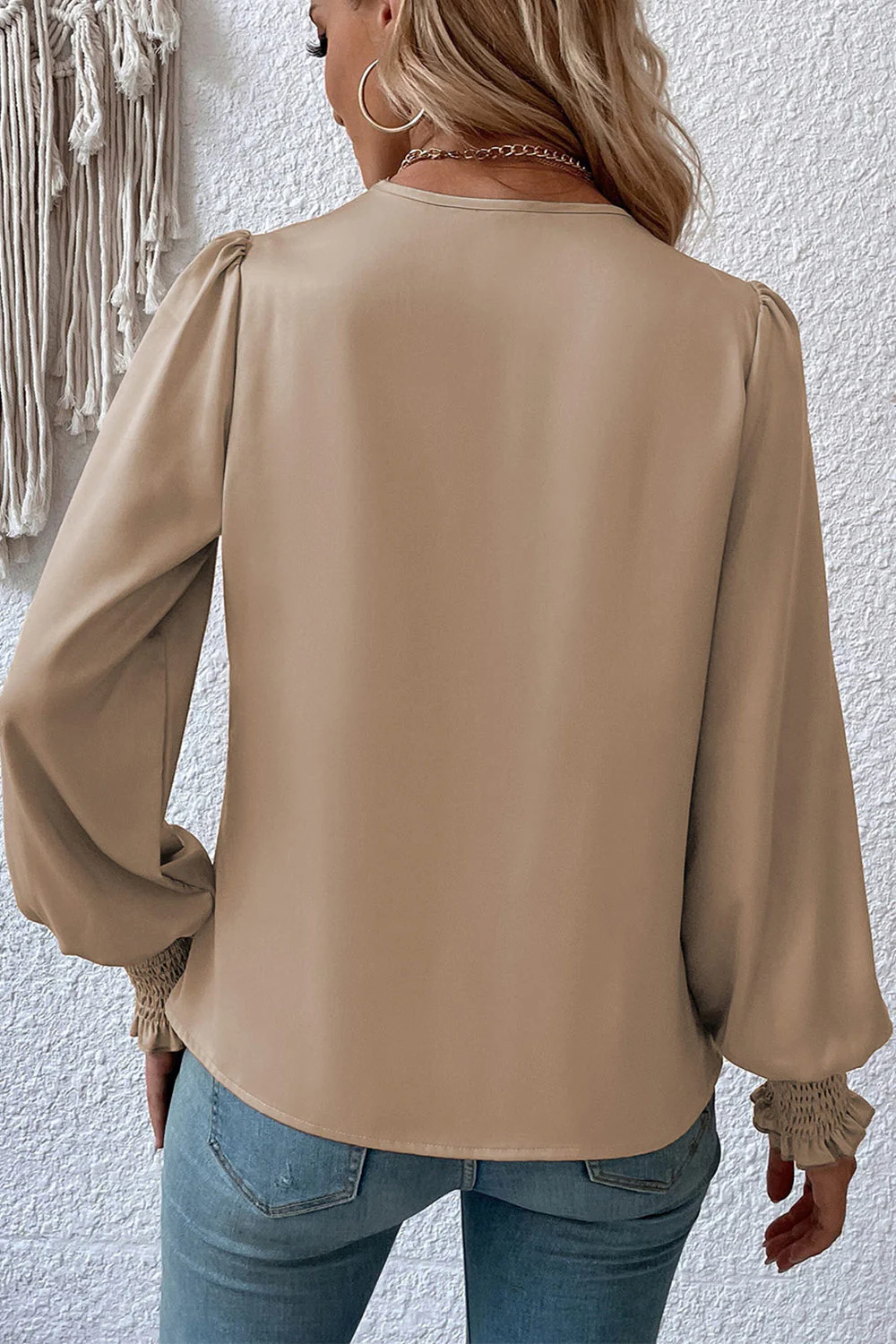 Surplice Neck Lantern Sleeve Blouse - Image 10