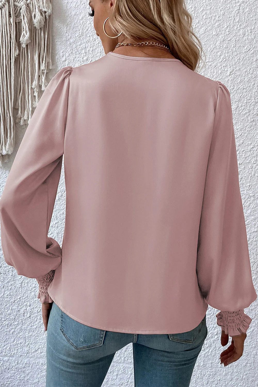 Surplice Neck Lantern Sleeve Blouse - Image 7