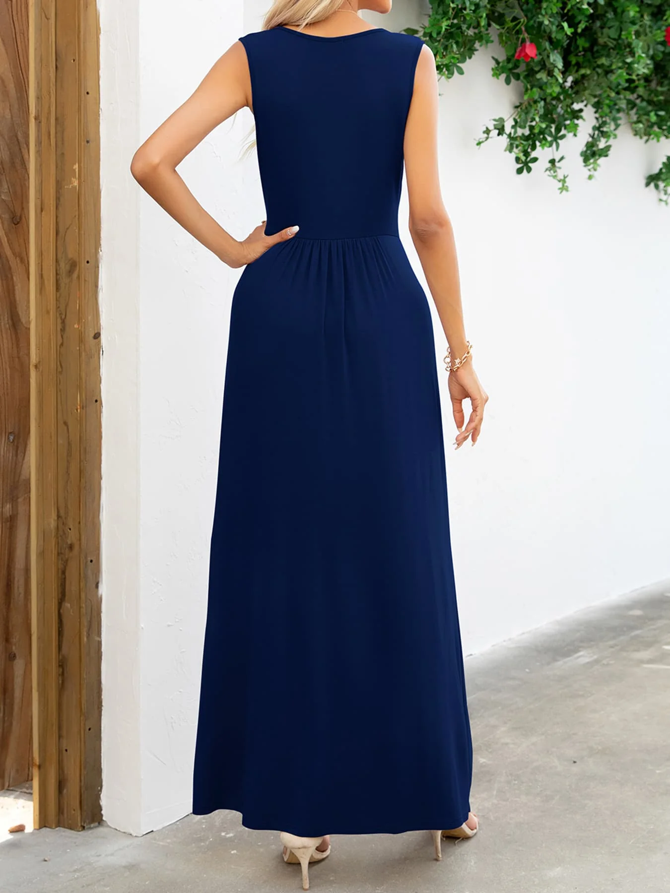 Surplice Neck Sleeveless Maxi Dress - Image 10