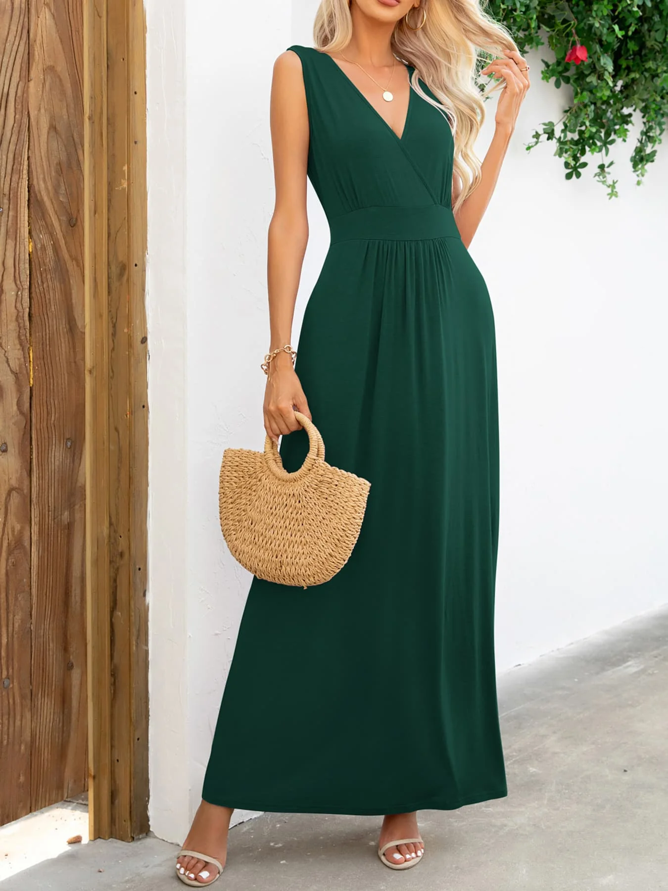 Surplice Neck Sleeveless Maxi Dress - Image 14