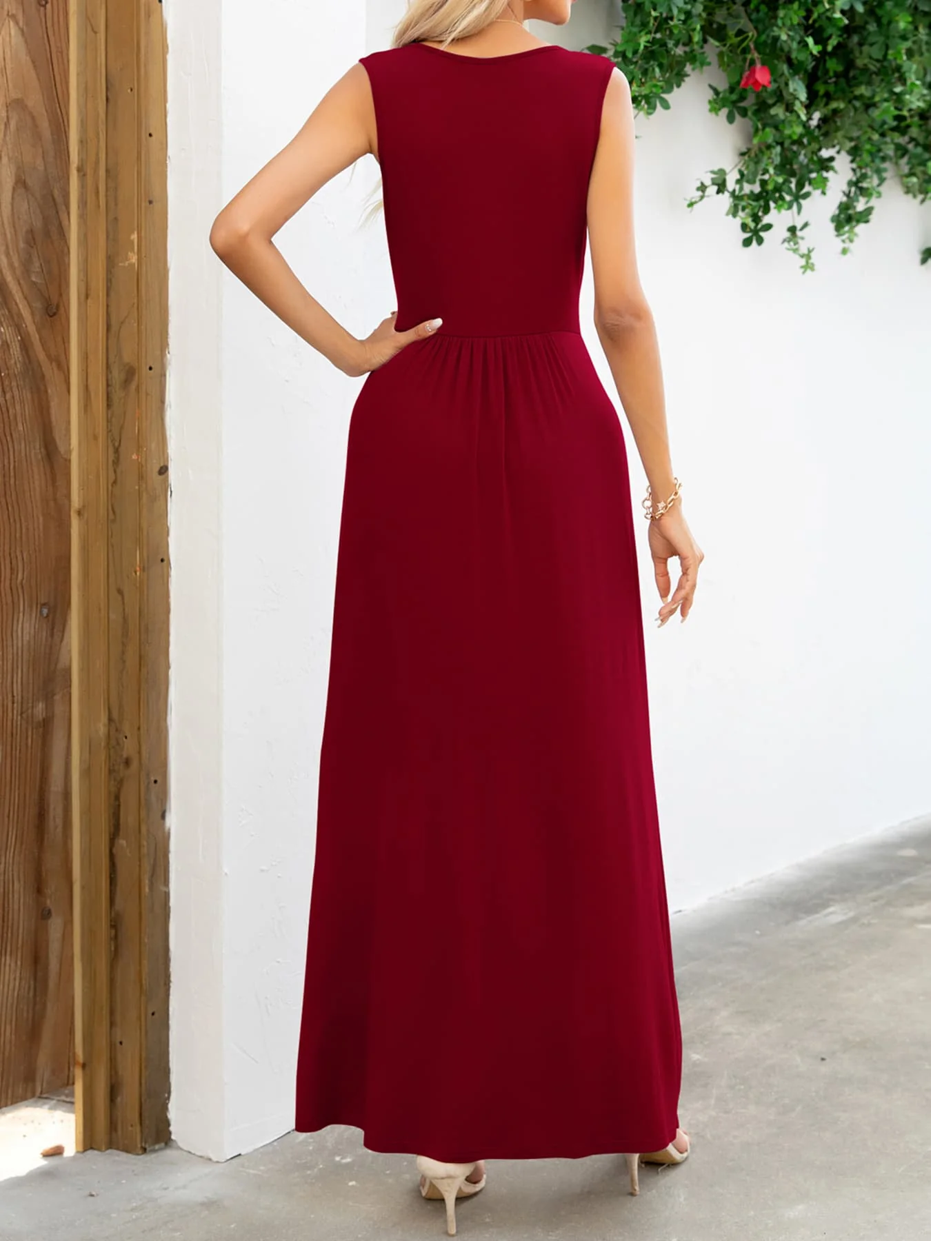 Surplice Neck Sleeveless Maxi Dress - Image 20