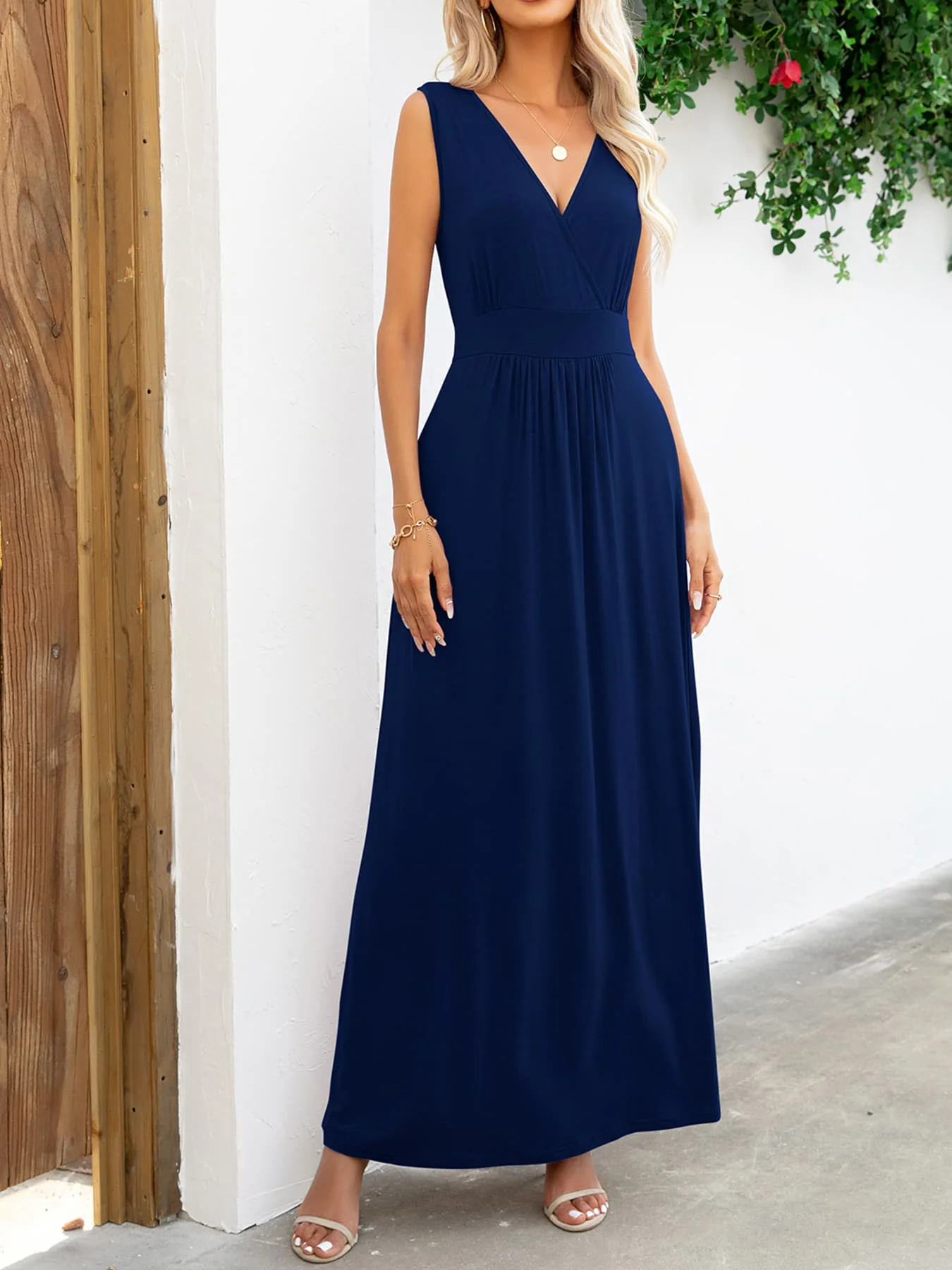 Surplice Neck Sleeveless Maxi Dress - Image 6