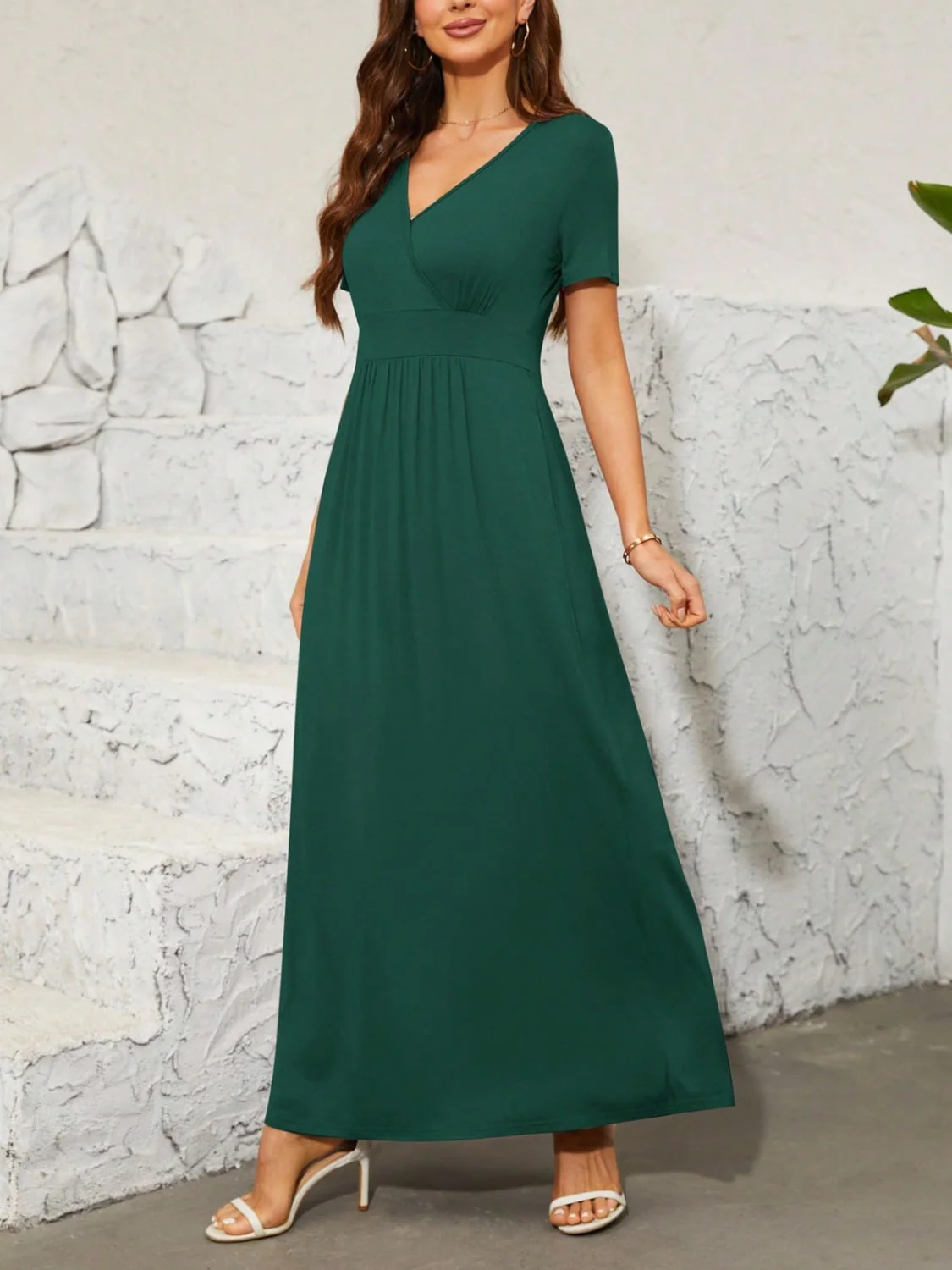 Surplice Short Sleeve Maxi Dress - Image 11