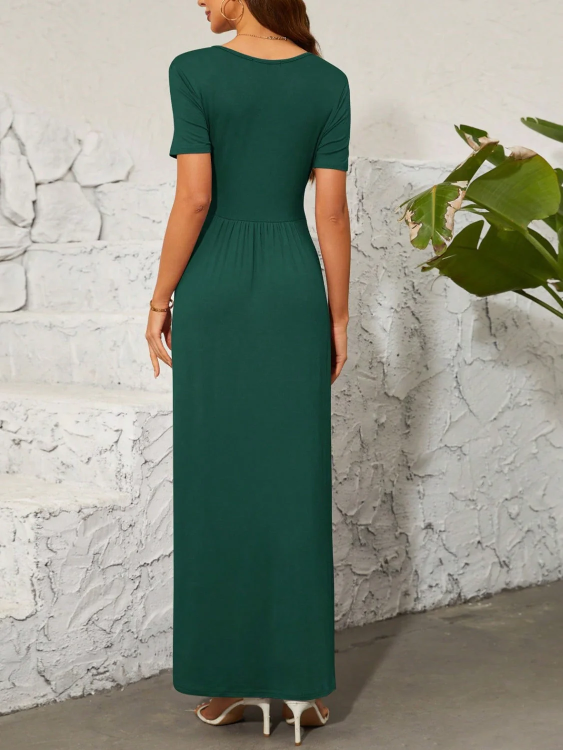 Surplice Short Sleeve Maxi Dress - Image 12
