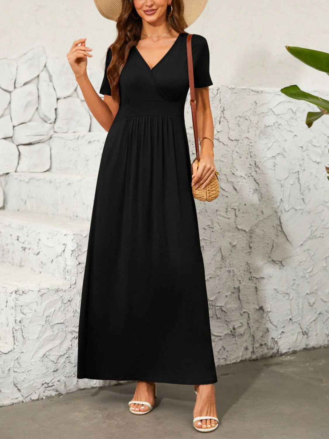 Surplice Short Sleeve Maxi Dress - Image 3
