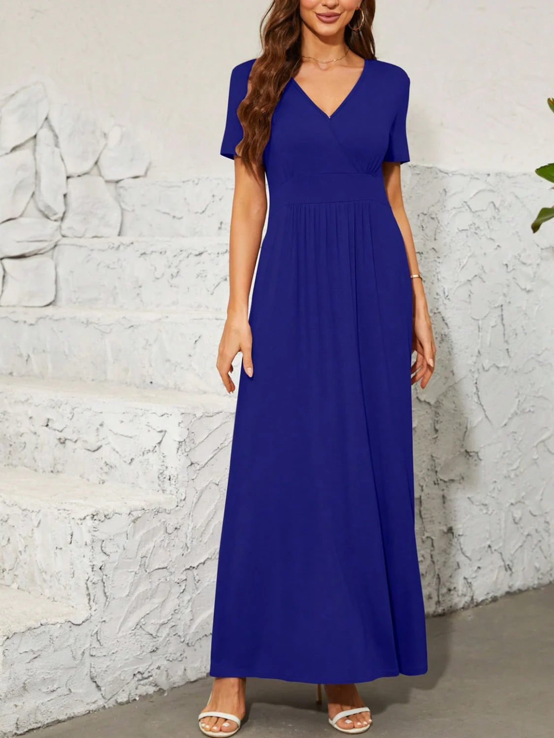 Surplice Short Sleeve Maxi Dress - Image 9