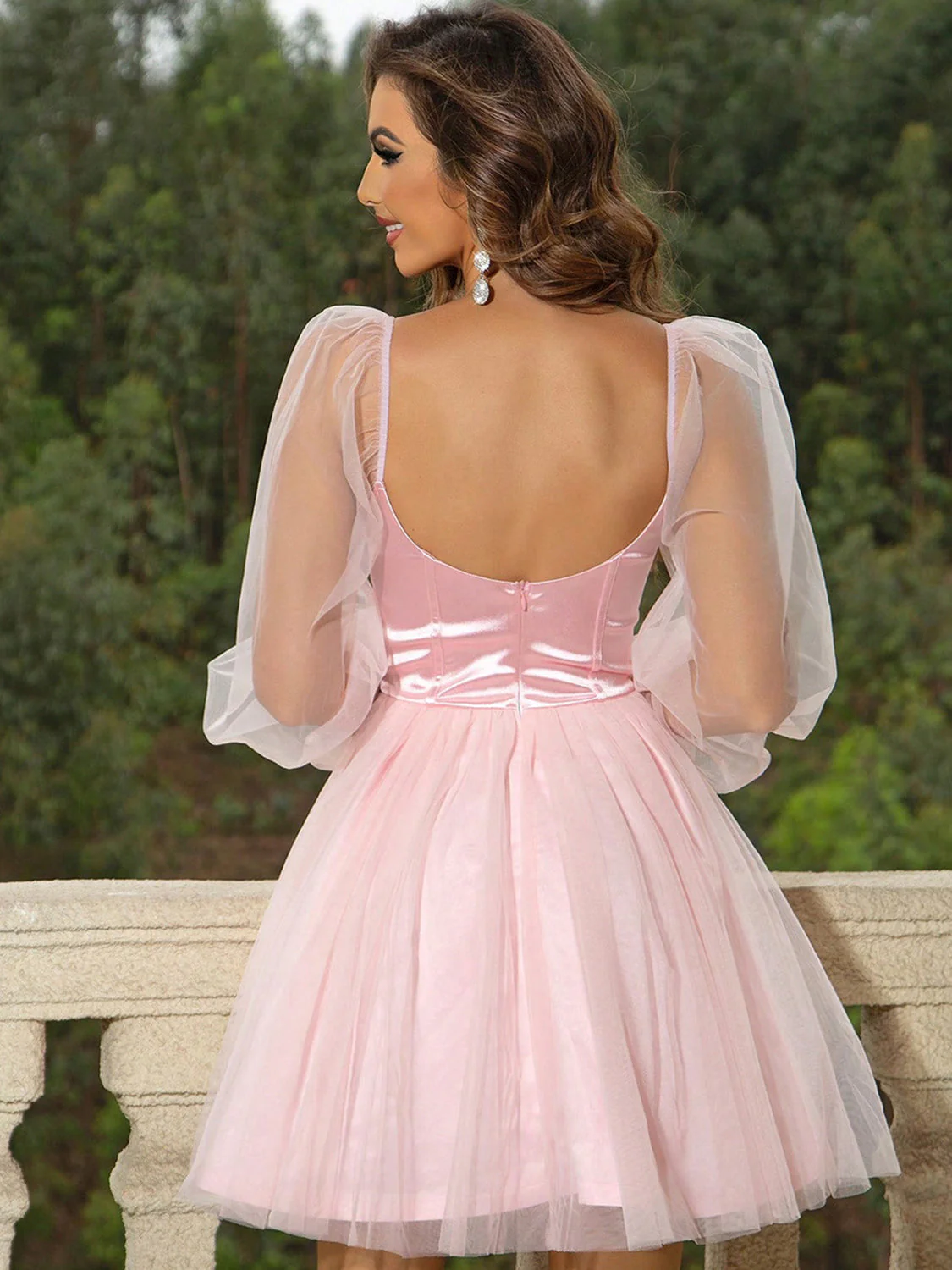 Sweetheart Neck Balloon Sleeve Mini Dress - Image 10