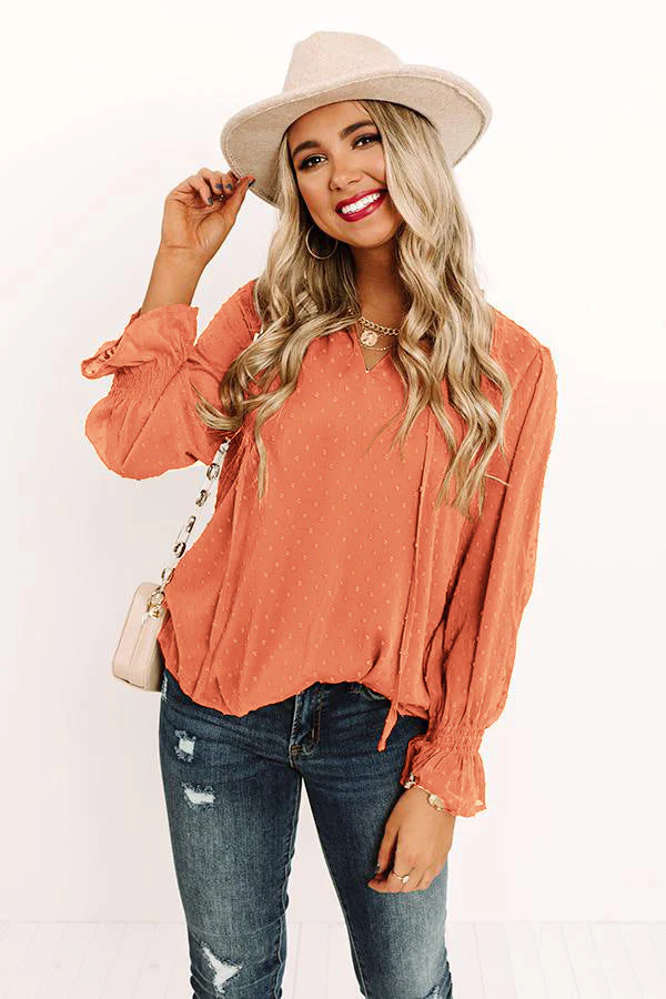 Swiss Dot Tie Neck Flounce Sleeve Blouse - Image 3