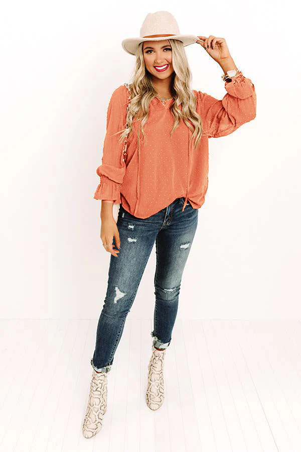 Swiss Dot Tie Neck Flounce Sleeve Blouse - Image 5