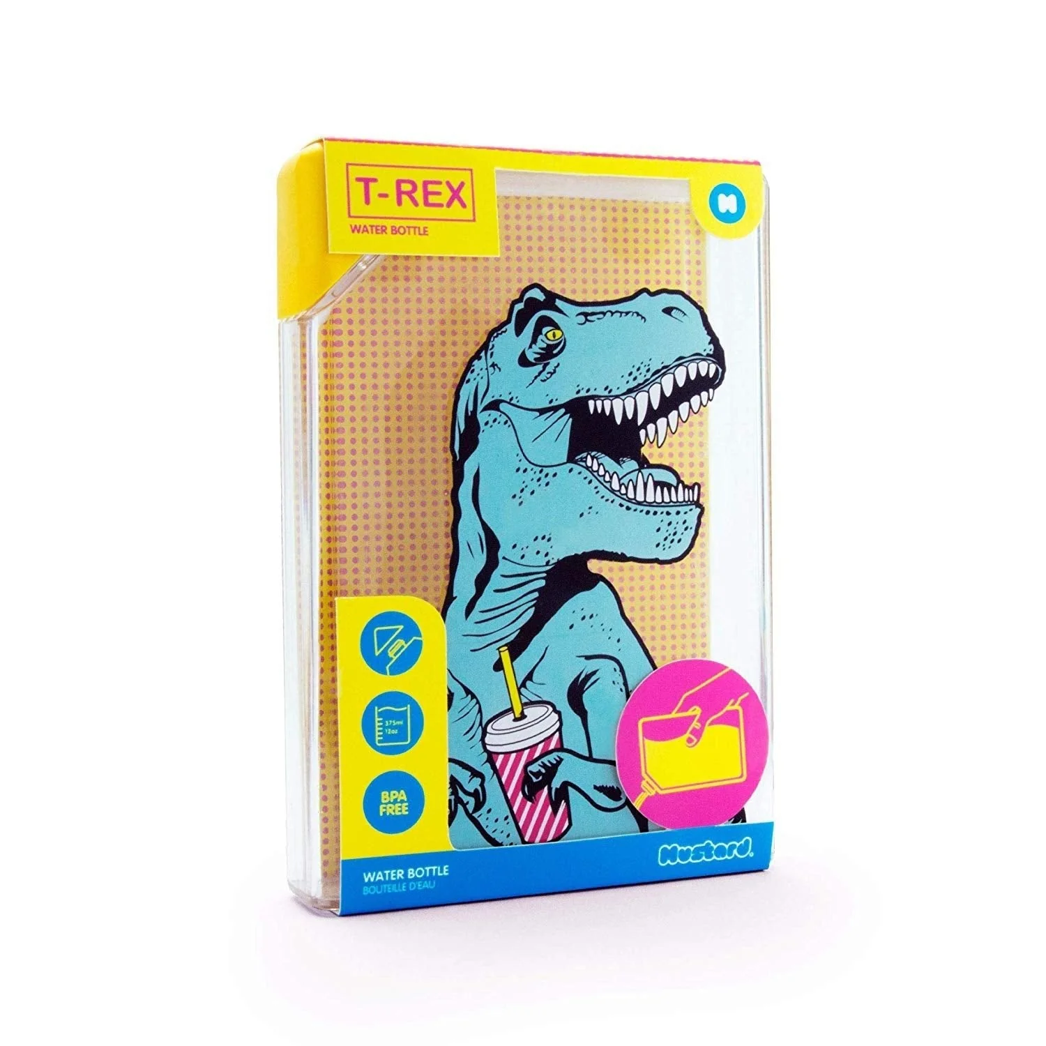 T-Rex Flask Style Pop Art Water Bottle | Flat Profile Fits in Handbag | BPA Free and Dishwasher Safe by The Bullish Store - Image 6