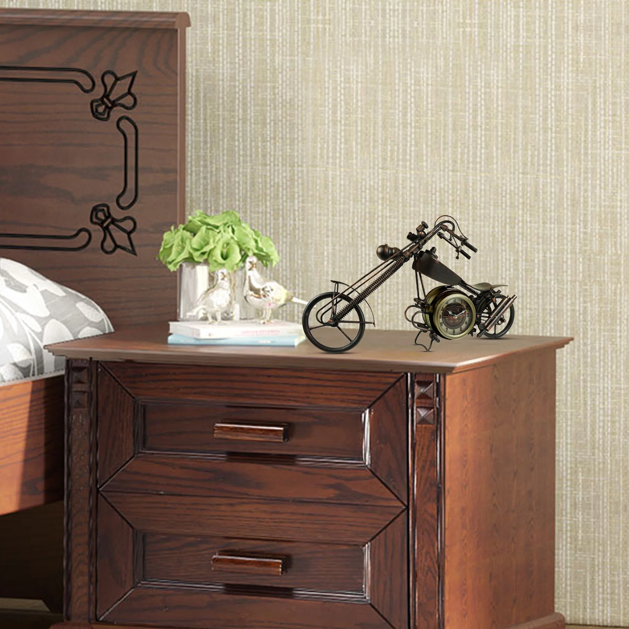 Table clock - Motorcycle Table Clock - Double-sided Table Clock by Peterson Housewares & Artwares - Image 2