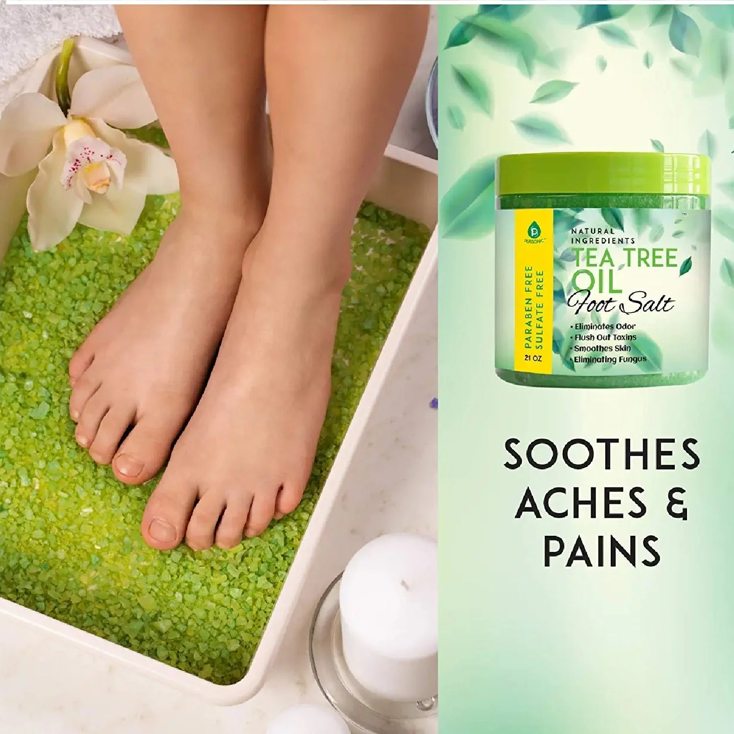 Tea Tree Oil Foot Salt 10 Oz by Pursonic - Image 2