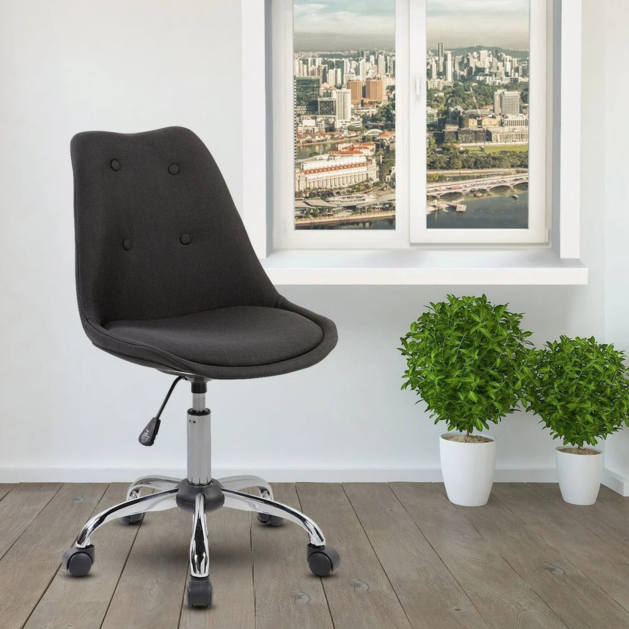 Techni Mobili Armless Task Chair with Buttons, Black by Level Up Desks - Image 2