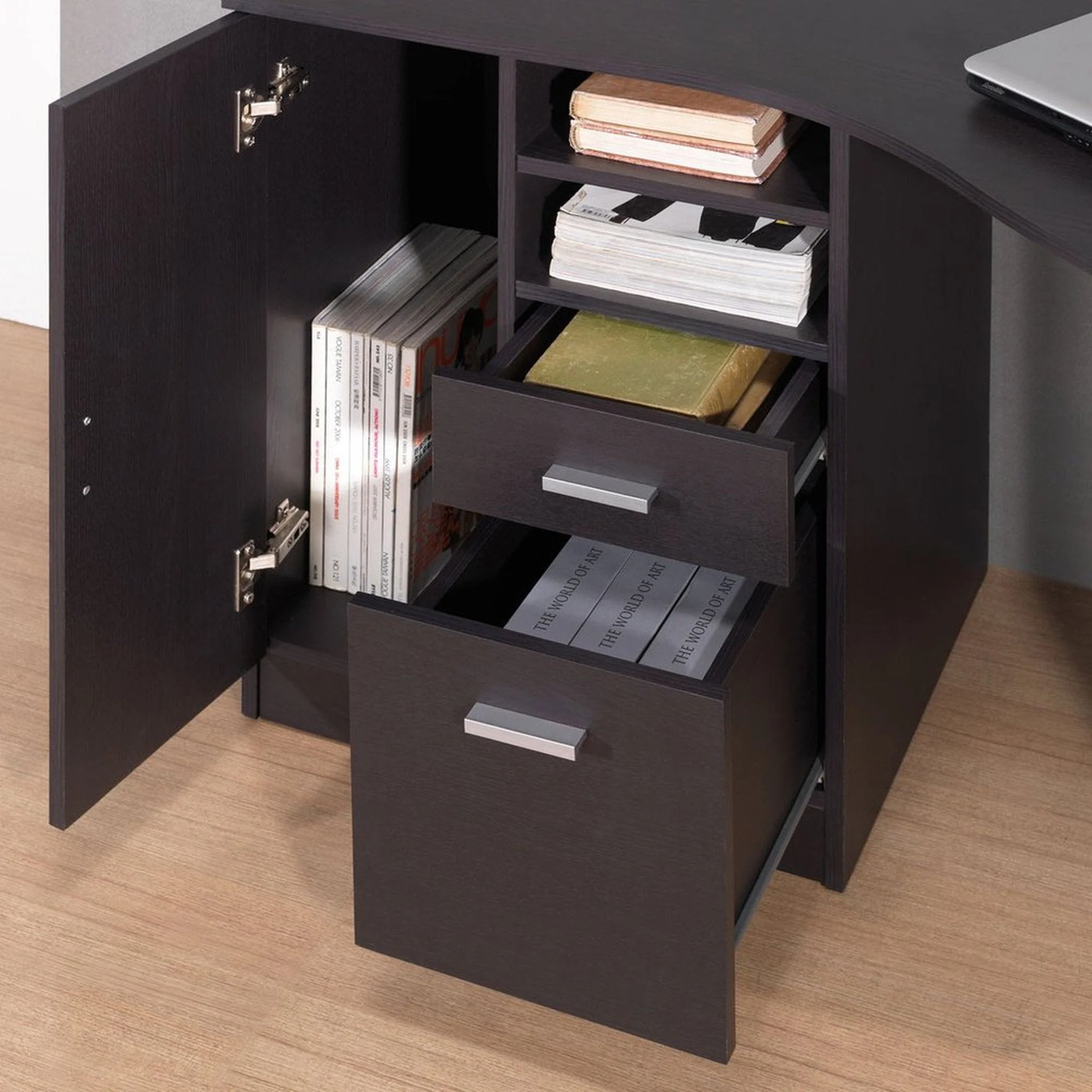 Techni Mobili Classic Office Desk with Storage, Espresso by Level Up Desks - Image 8