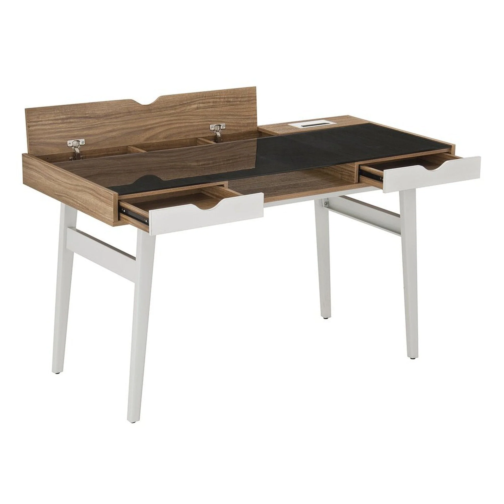 Techni Mobili Compact Computer Desk with Multiple Storage, Walnut by Level Up Desks - Image 3