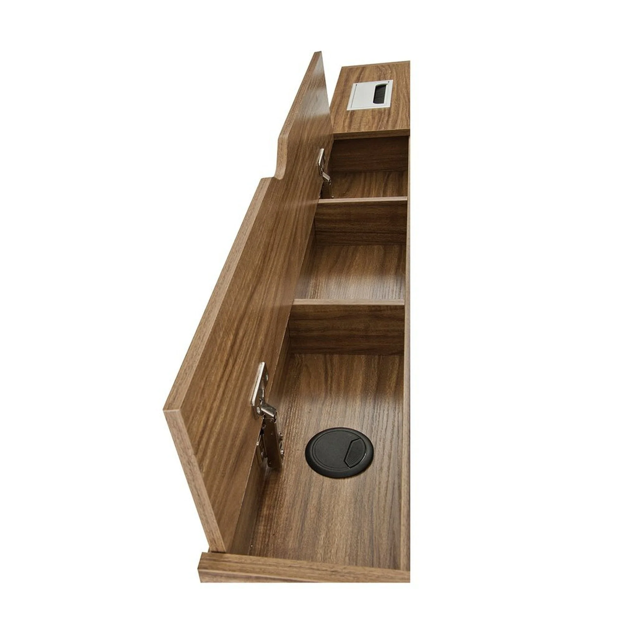 Techni Mobili Compact Computer Desk with Multiple Storage, Walnut by Level Up Desks - Image 9