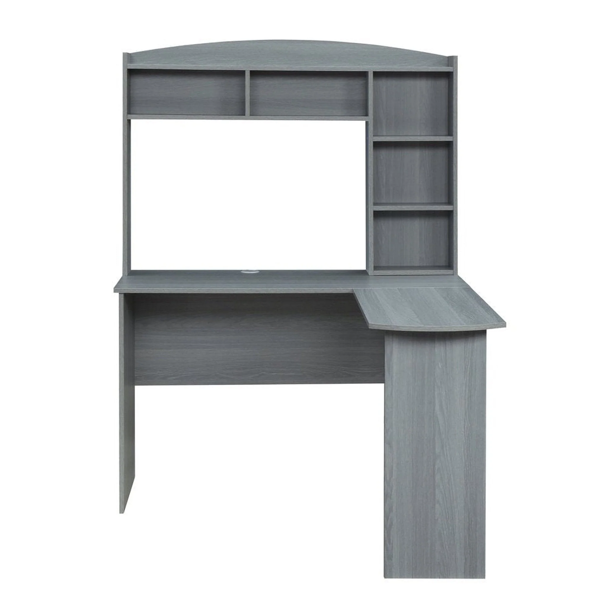 Techni Mobili Modern L-Shaped Desk with Hutch, Grey by Level Up Desks - Image 2