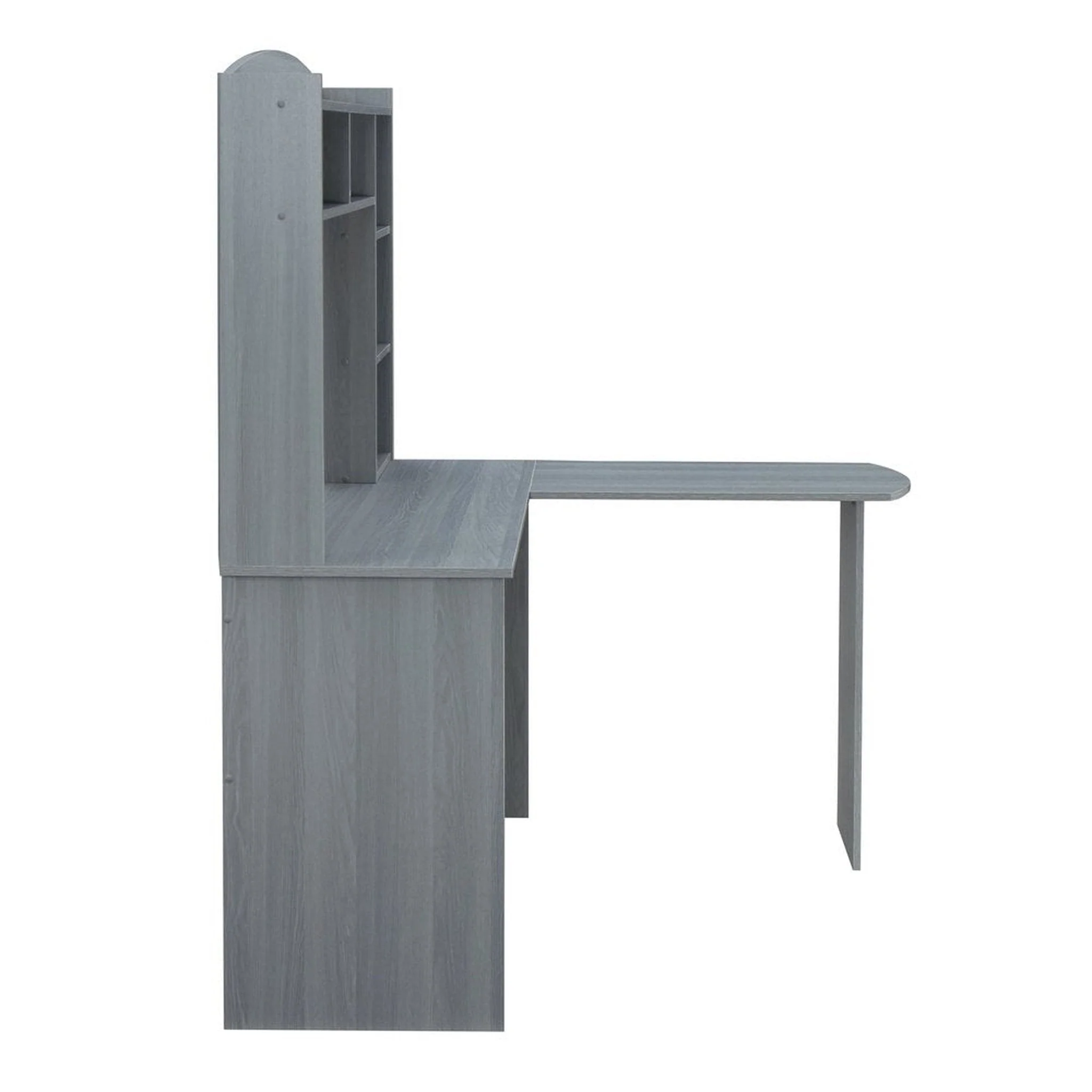 Techni Mobili Modern L-Shaped Desk with Hutch, Grey by Level Up Desks - Image 4