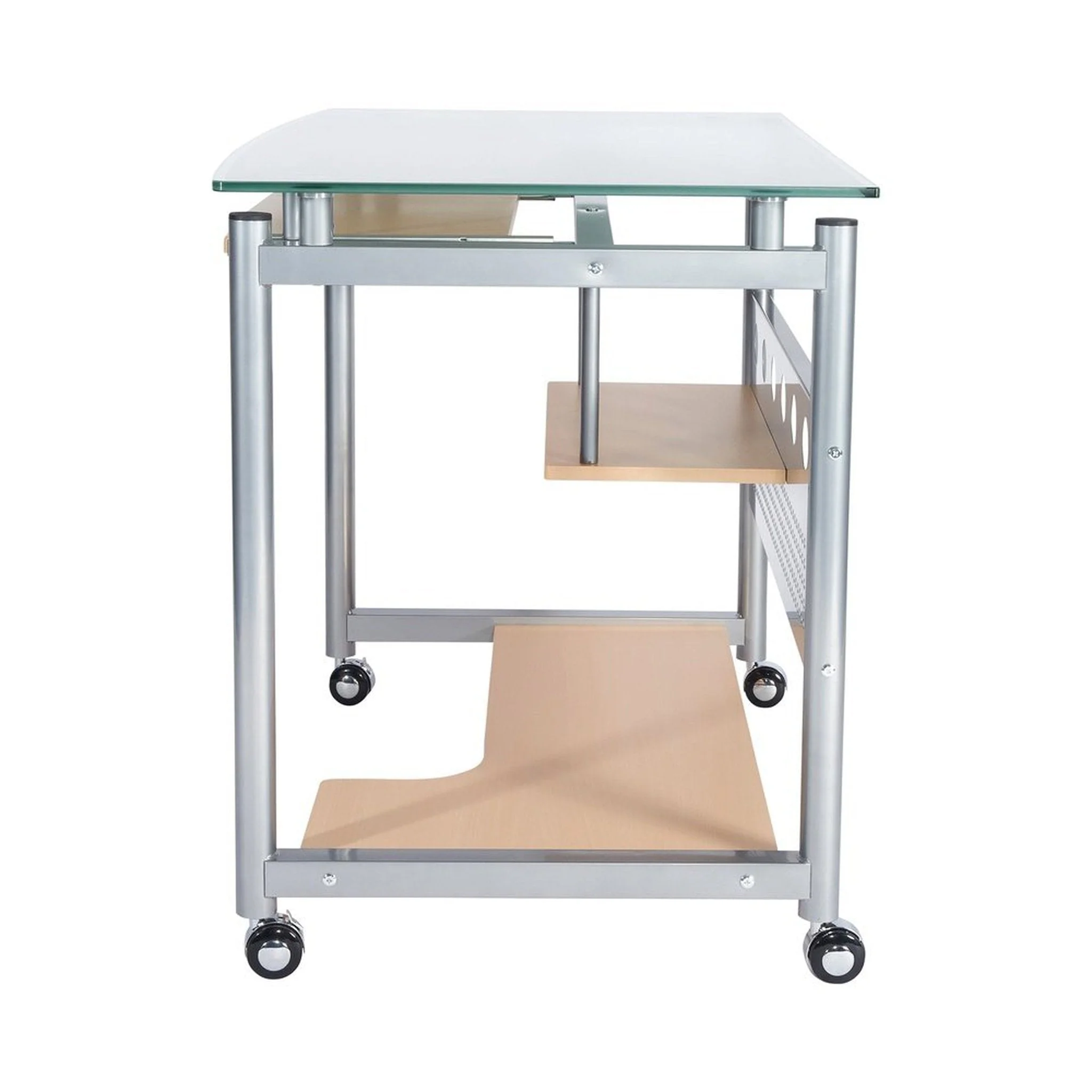 Techni Mobili Rolling Computer Desk, Glass and Silver by Level Up Desks - Image 10