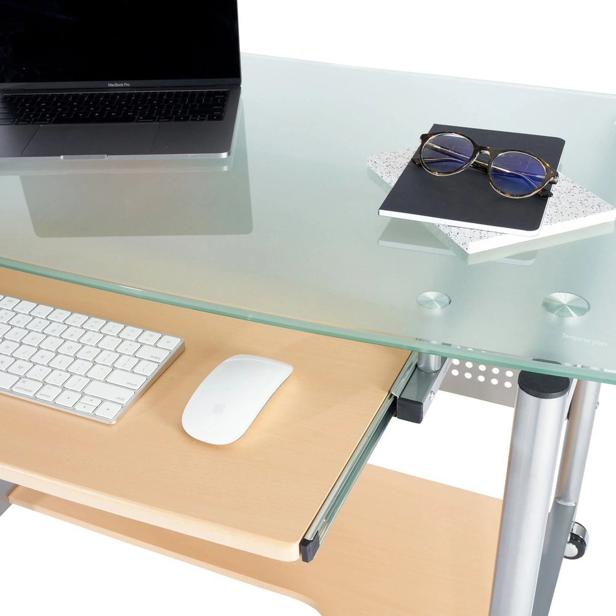 Techni Mobili Rolling Computer Desk, Glass and Silver by Level Up Desks - Image 11