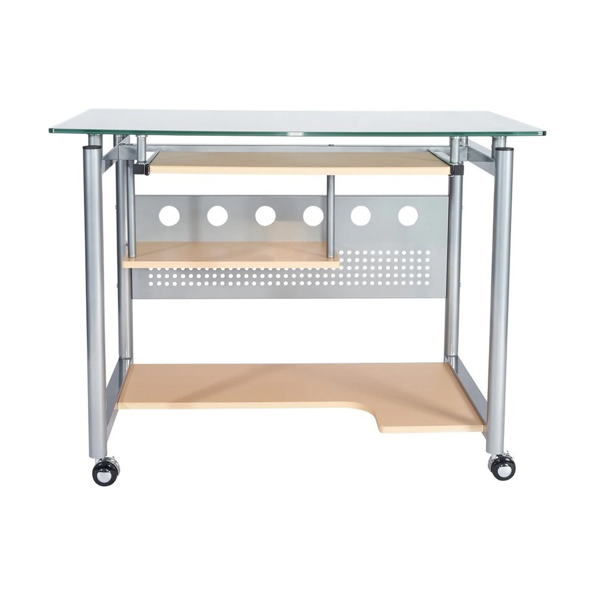 Techni Mobili Rolling Computer Desk, Glass and Silver by Level Up Desks - Image 2
