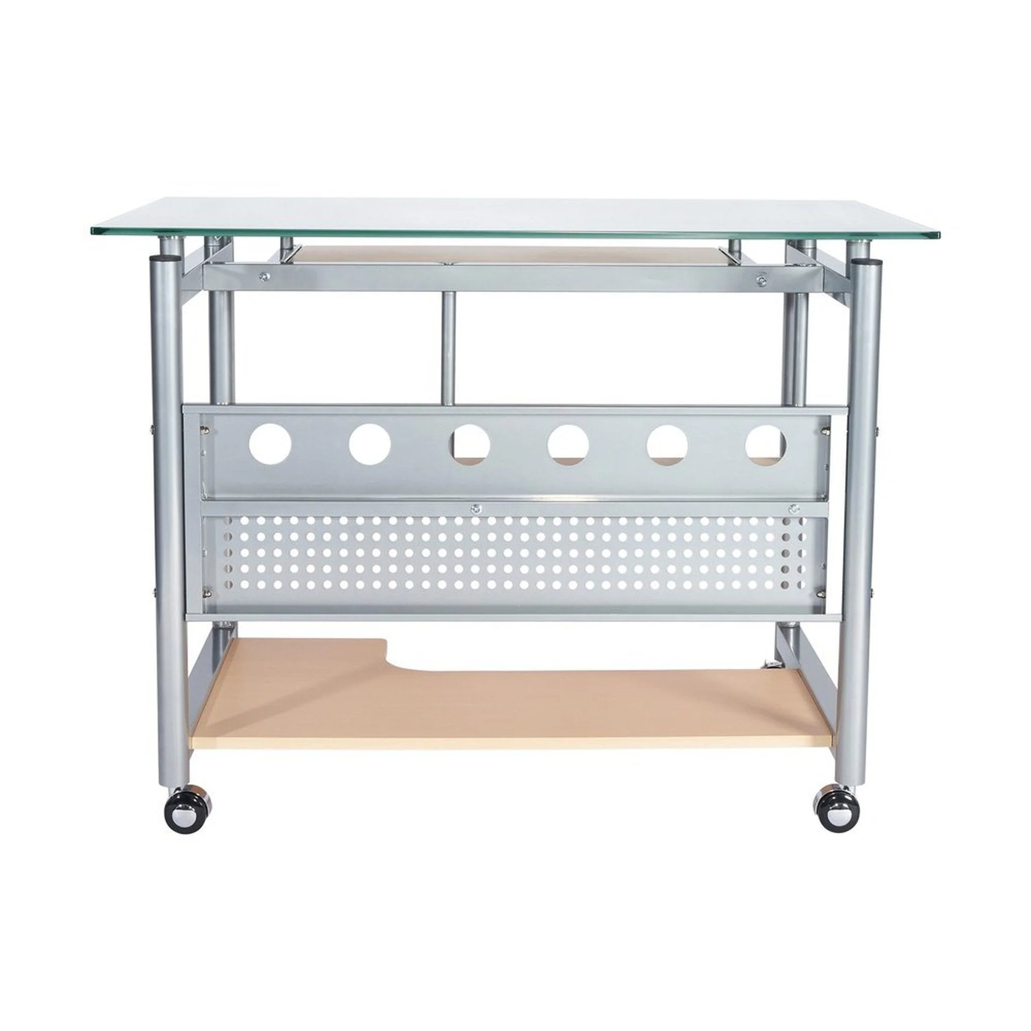 Techni Mobili Rolling Computer Desk, Glass and Silver by Level Up Desks - Image 4