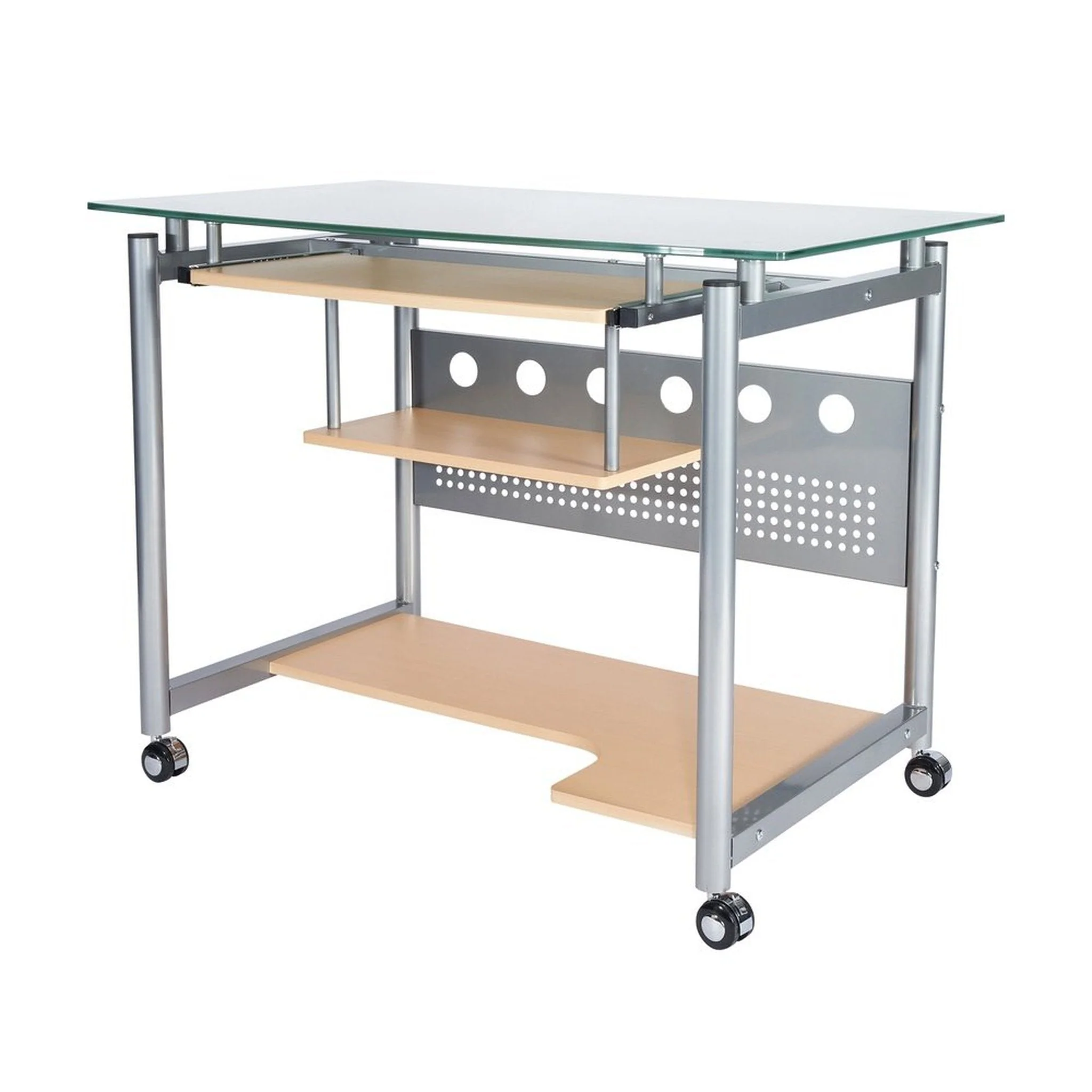 Techni Mobili Rolling Computer Desk, Glass and Silver by Level Up Desks - Image 8
