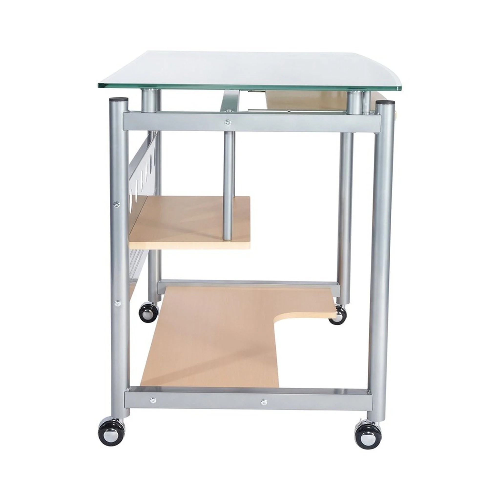 Techni Mobili Rolling Computer Desk, Glass and Silver by Level Up Desks - Image 9