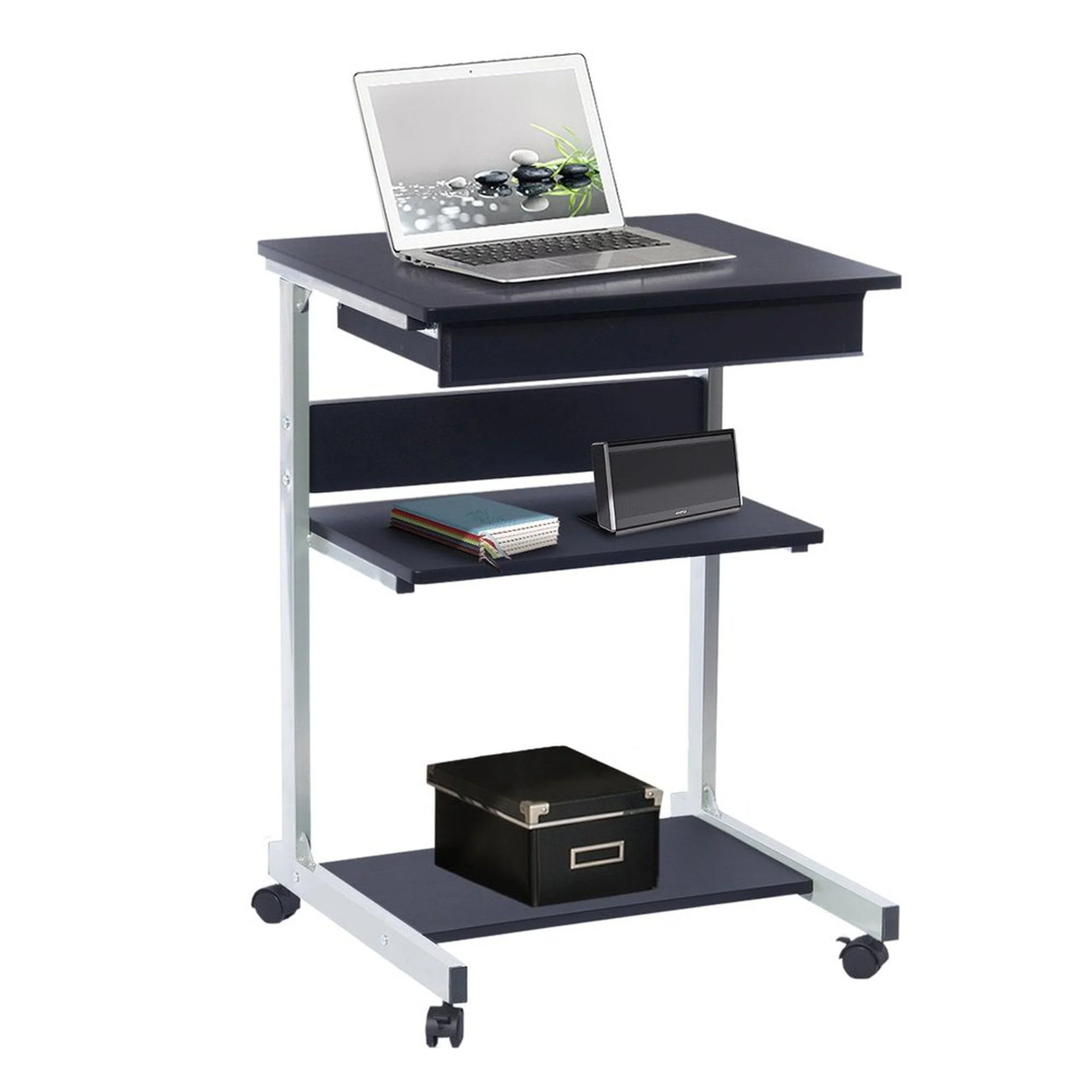 Techni Mobili Rolling Laptop Cart with Storage, Graphite by Level Up Desks - Image 3