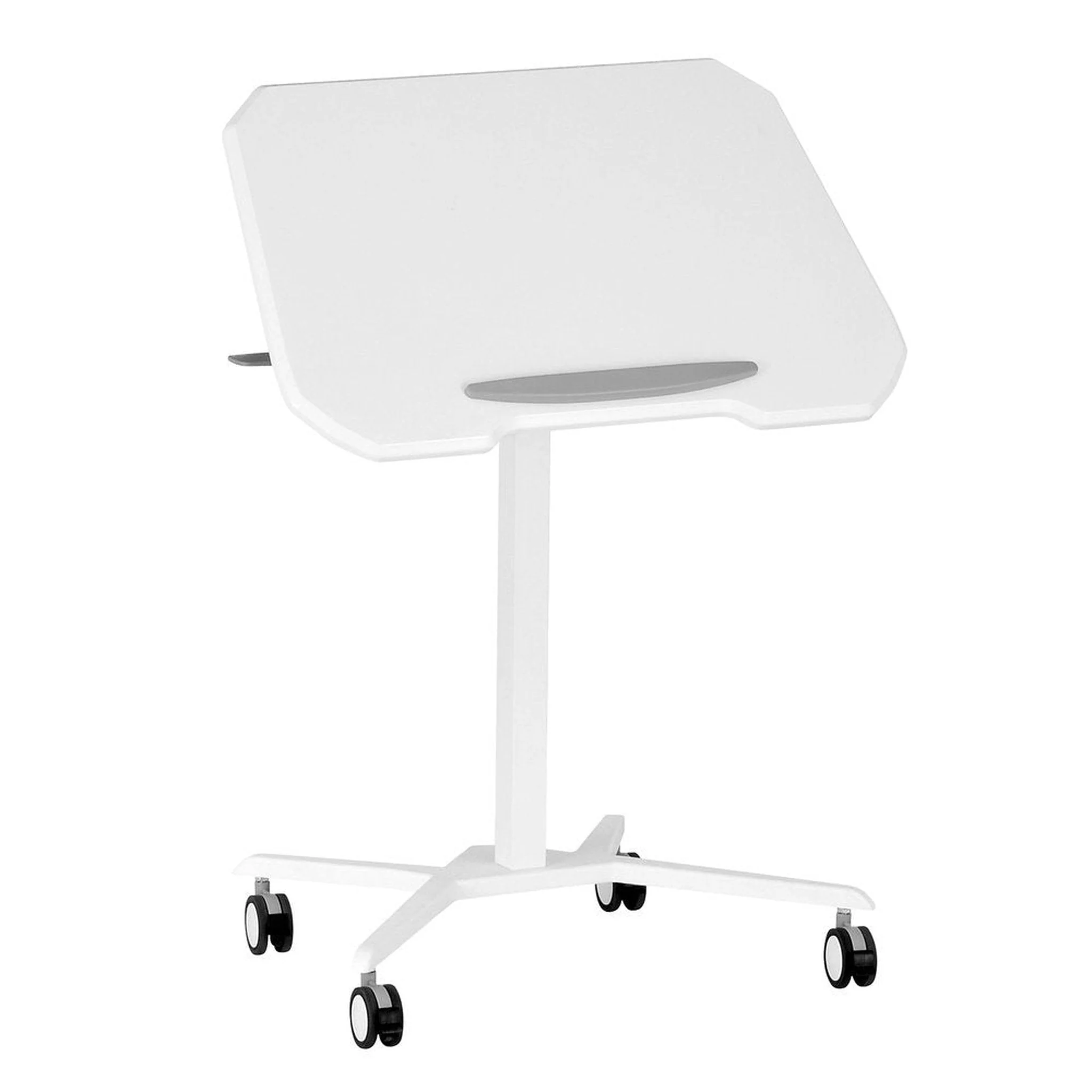 Techni Mobili White Sit to Stand Mobile Laptop Computer Stand with Height Adjustable and Tiltable Tabletop by Level Up Desks - Image 12