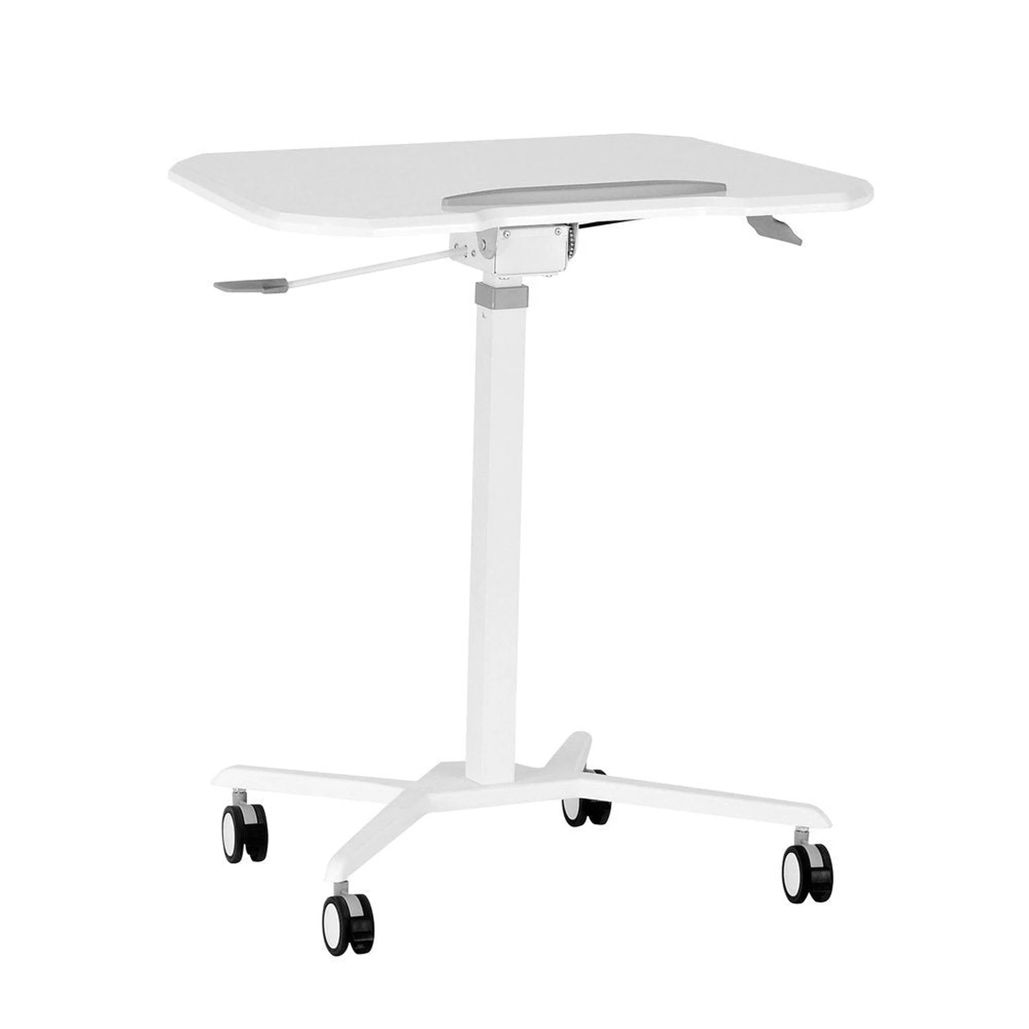 Techni Mobili White Sit to Stand Mobile Laptop Computer Stand with Height Adjustable and Tiltable Tabletop by Level Up Desks - Image 13