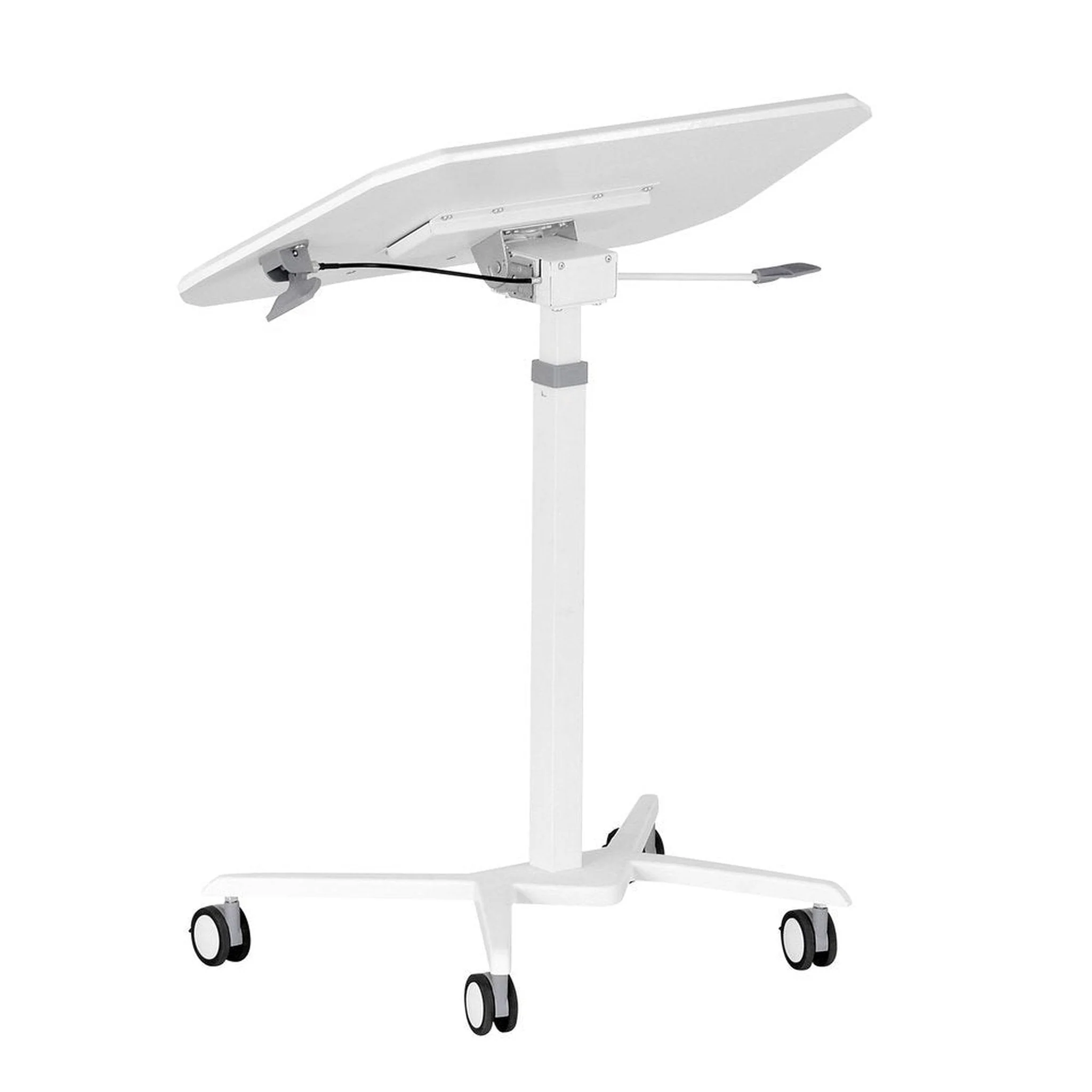 Techni Mobili White Sit to Stand Mobile Laptop Computer Stand with Height Adjustable and Tiltable Tabletop by Level Up Desks - Image 16