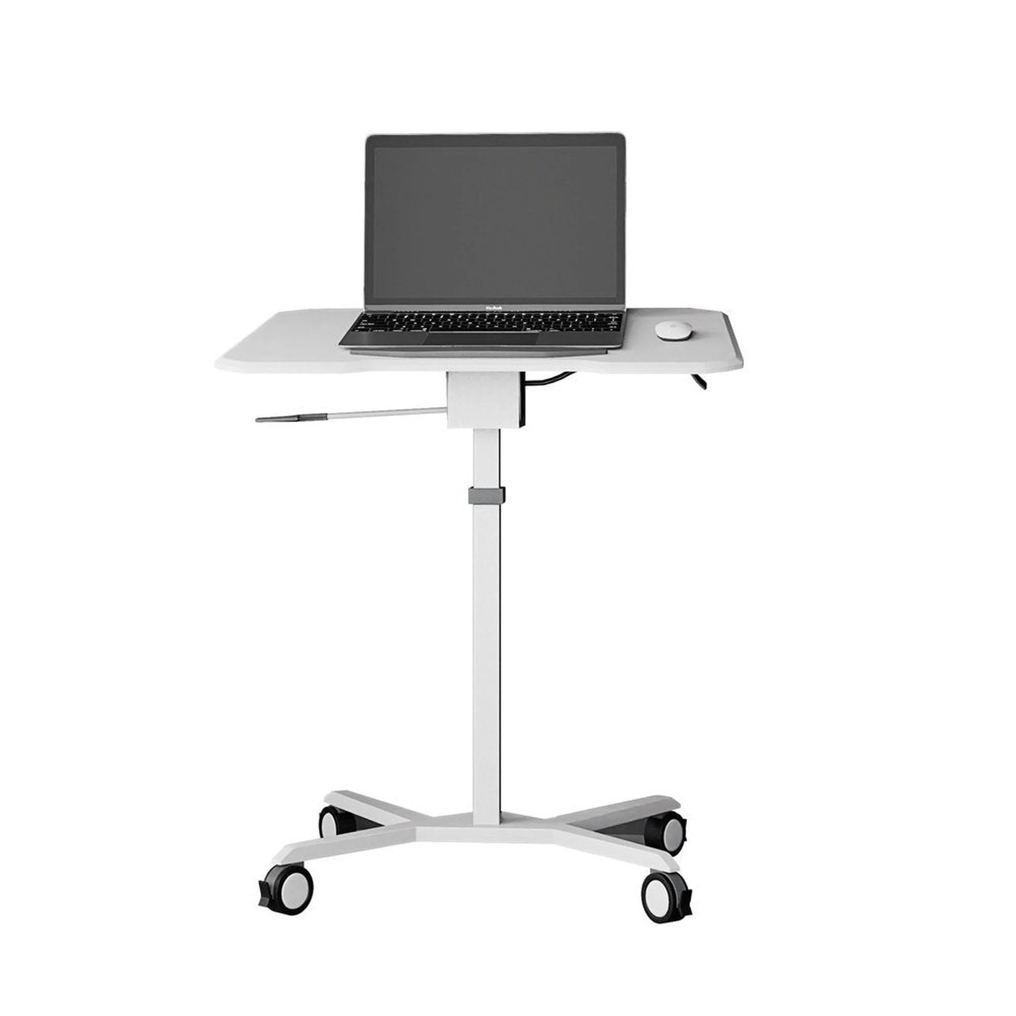 Techni Mobili White Sit to Stand Mobile Laptop Computer Stand with Height Adjustable and Tiltable Tabletop by Level Up Desks - Image 17