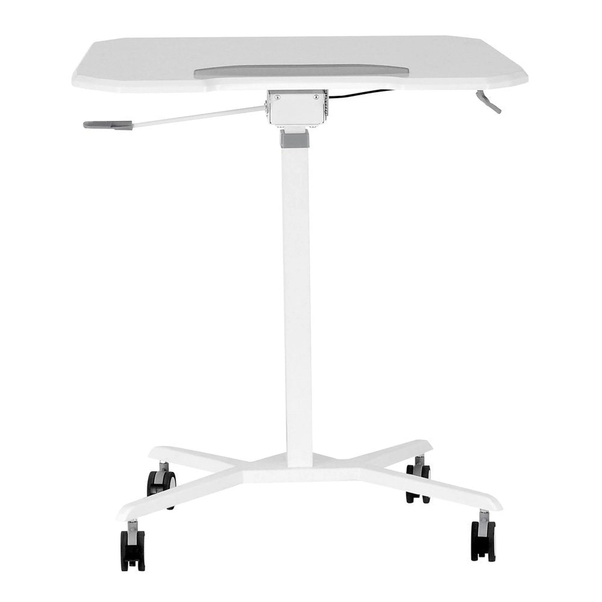 Techni Mobili White Sit to Stand Mobile Laptop Computer Stand with Height Adjustable and Tiltable Tabletop by Level Up Desks - Image 2