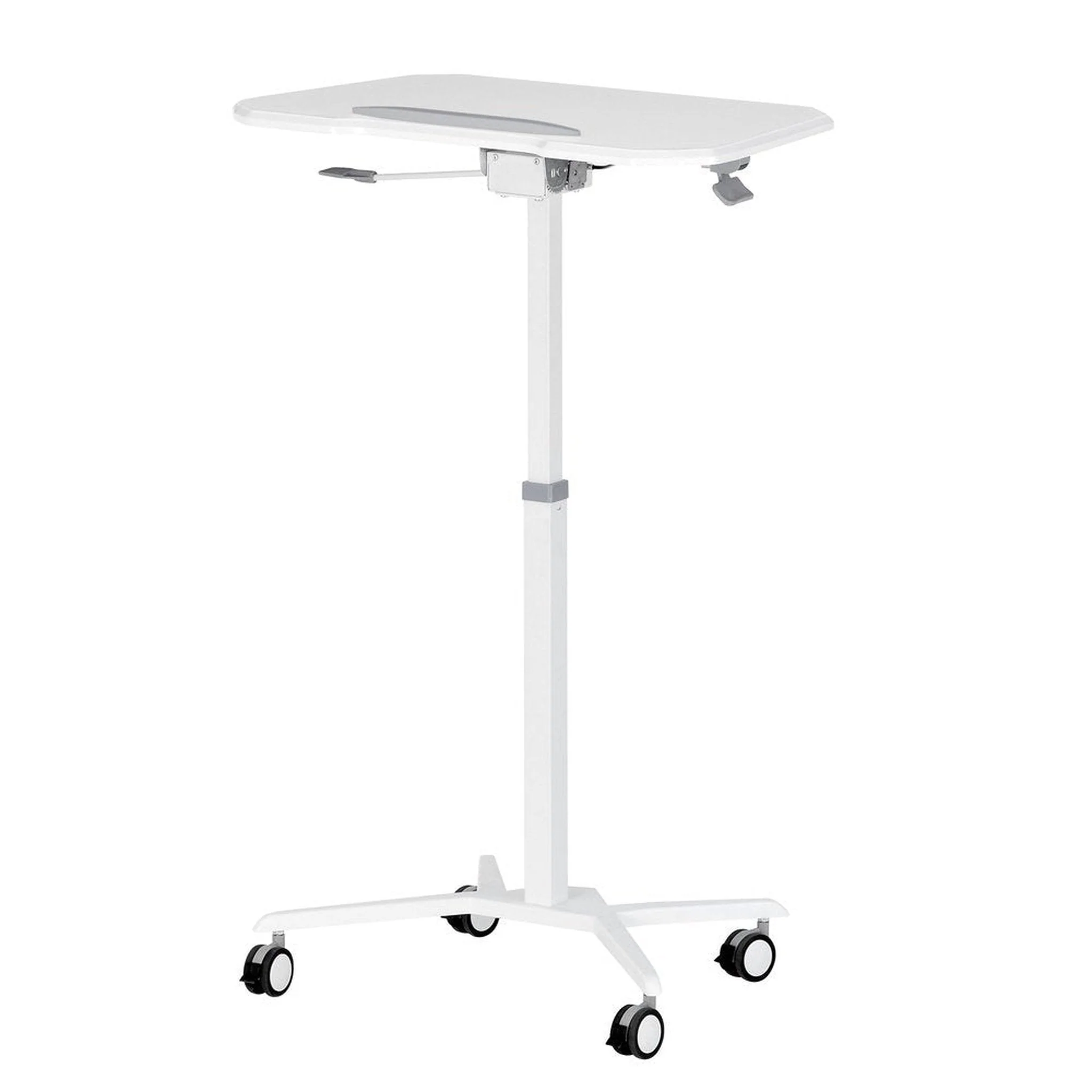 Techni Mobili White Sit to Stand Mobile Laptop Computer Stand with Height Adjustable and Tiltable Tabletop by Level Up Desks - Image 8