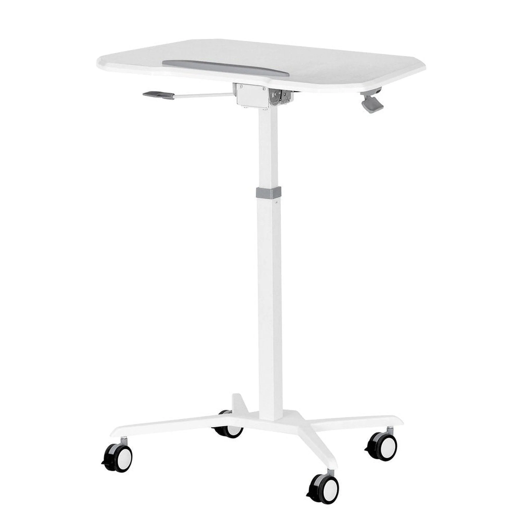 Techni Mobili White Sit to Stand Mobile Laptop Computer Stand with Height Adjustable and Tiltable Tabletop by Level Up Desks - Image 9