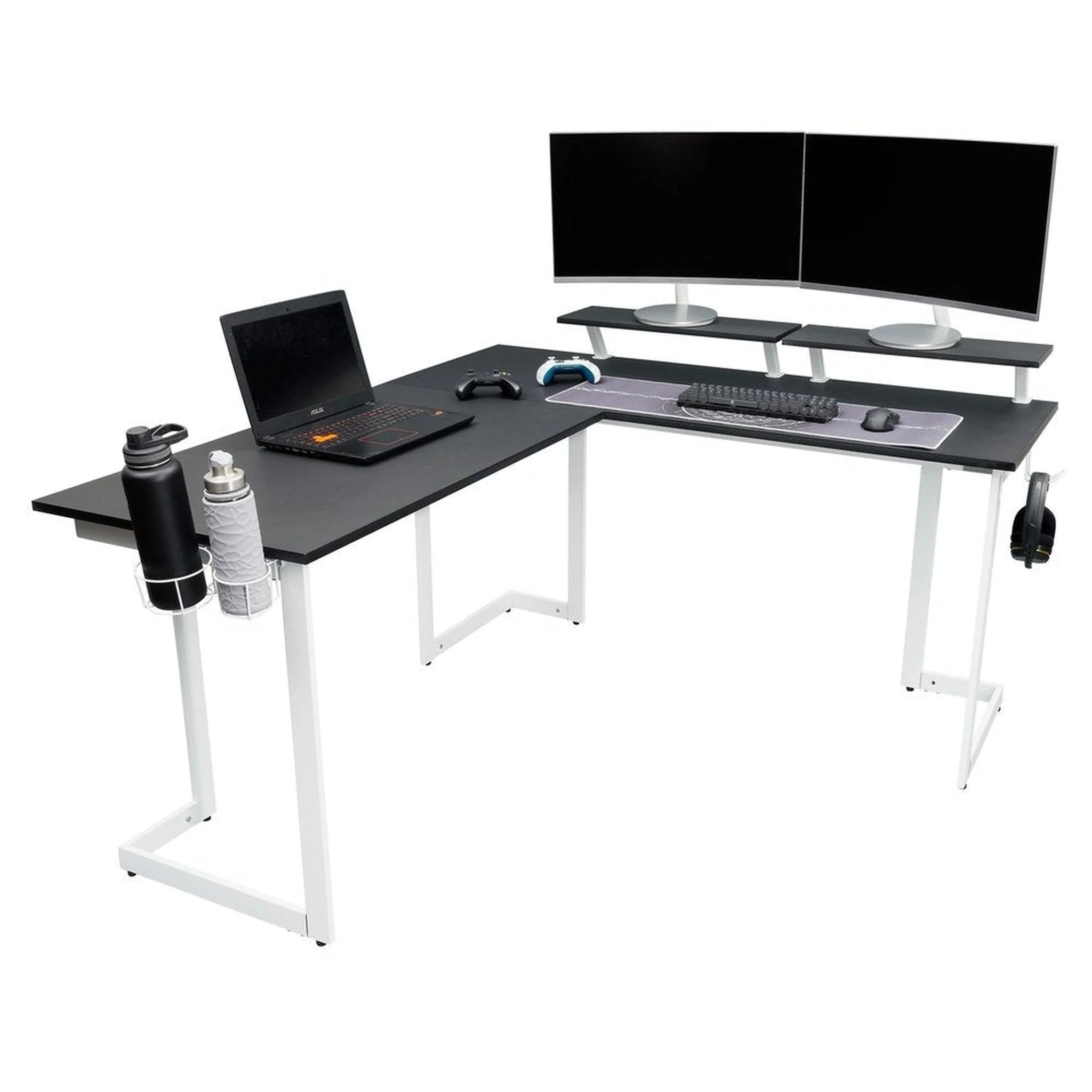 Techni Sport Warrior L-Shaped Gaming Desk, White by Level Up Desks - Image 3