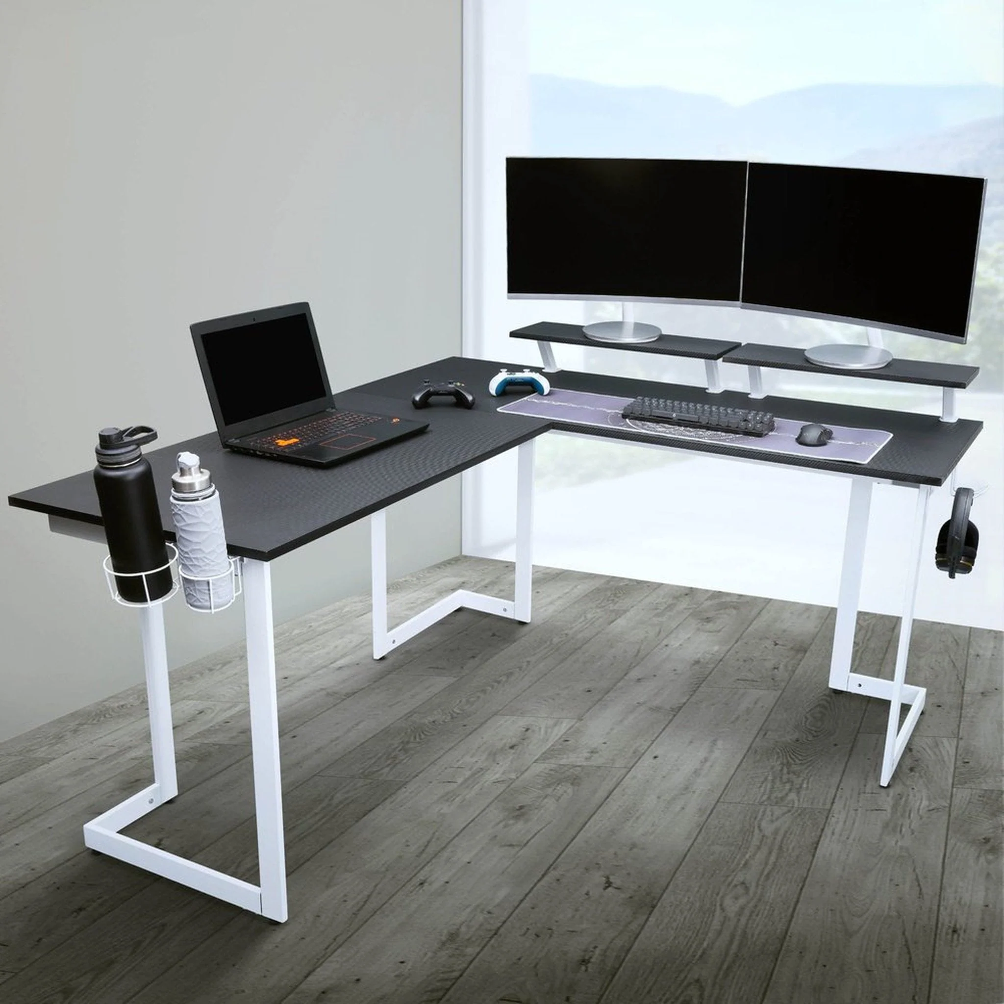 Techni Sport Warrior L-Shaped Gaming Desk, White by Level Up Desks - Image 5